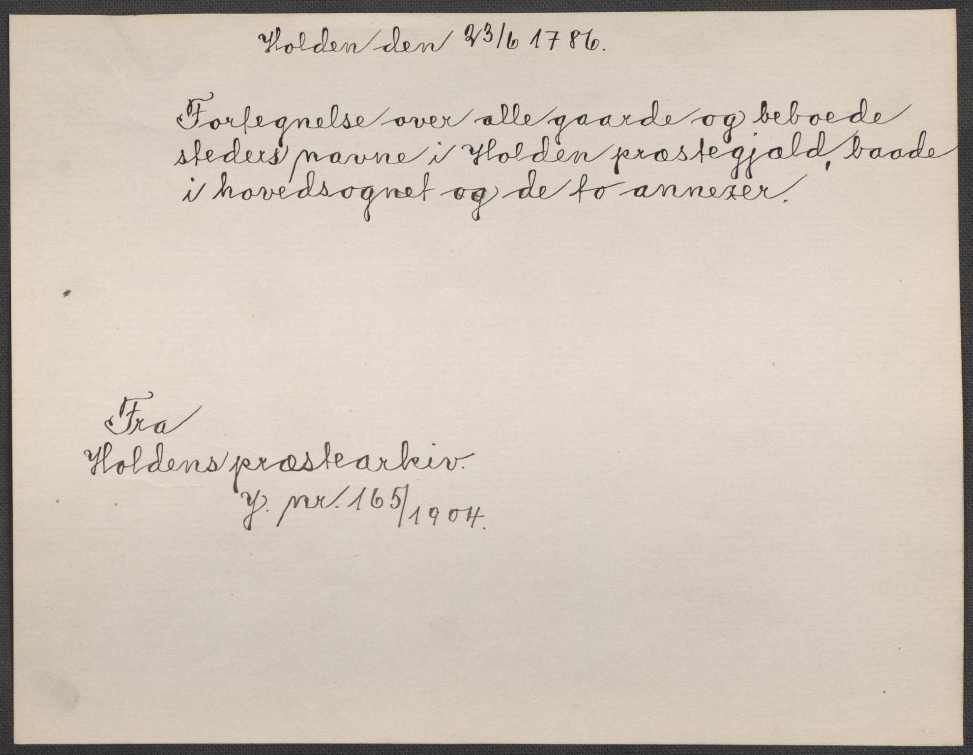 Riksarkivets diplomsamling, AV/RA-EA-5965/F15/L0026: Prestearkiv - Telemark, 1575-1838, p. 180