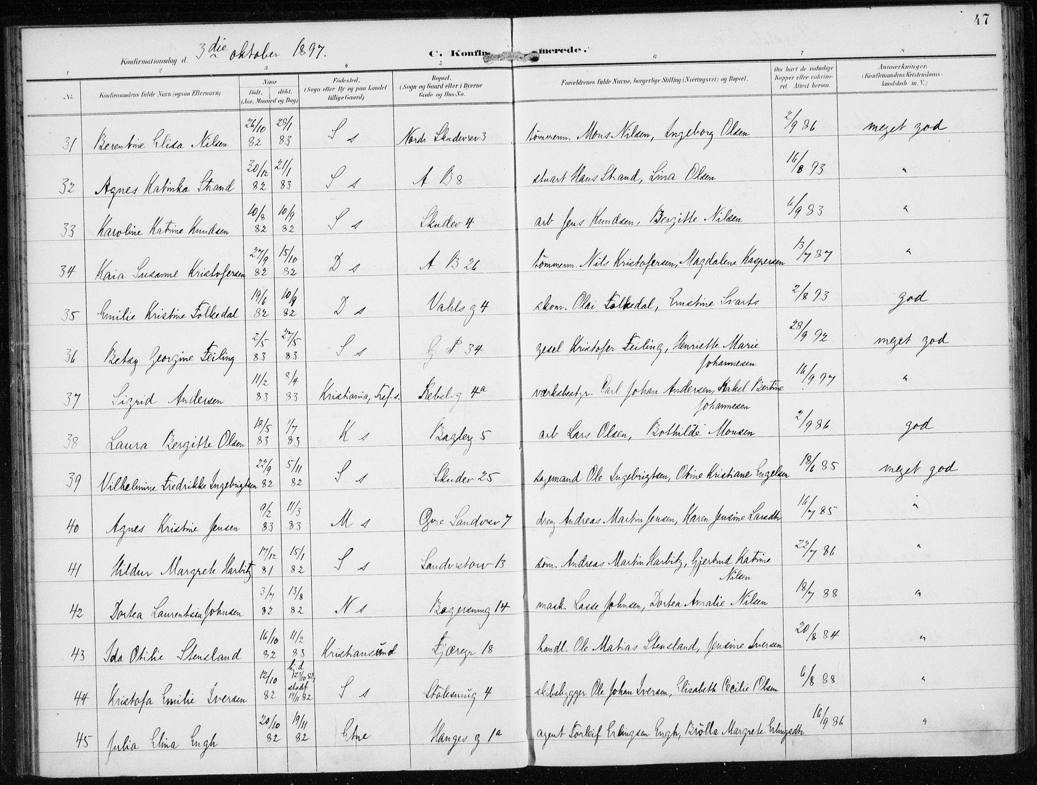 Sandviken Sokneprestembete, AV/SAB-A-77601/H/Ha/L0010: Parish register (official) no. C 1, 1895-1905, p. 47