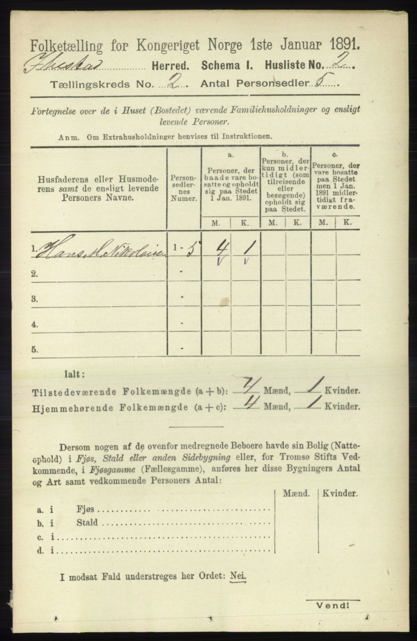 RA, 1891 census for 1917 Ibestad, 1891, p. 709