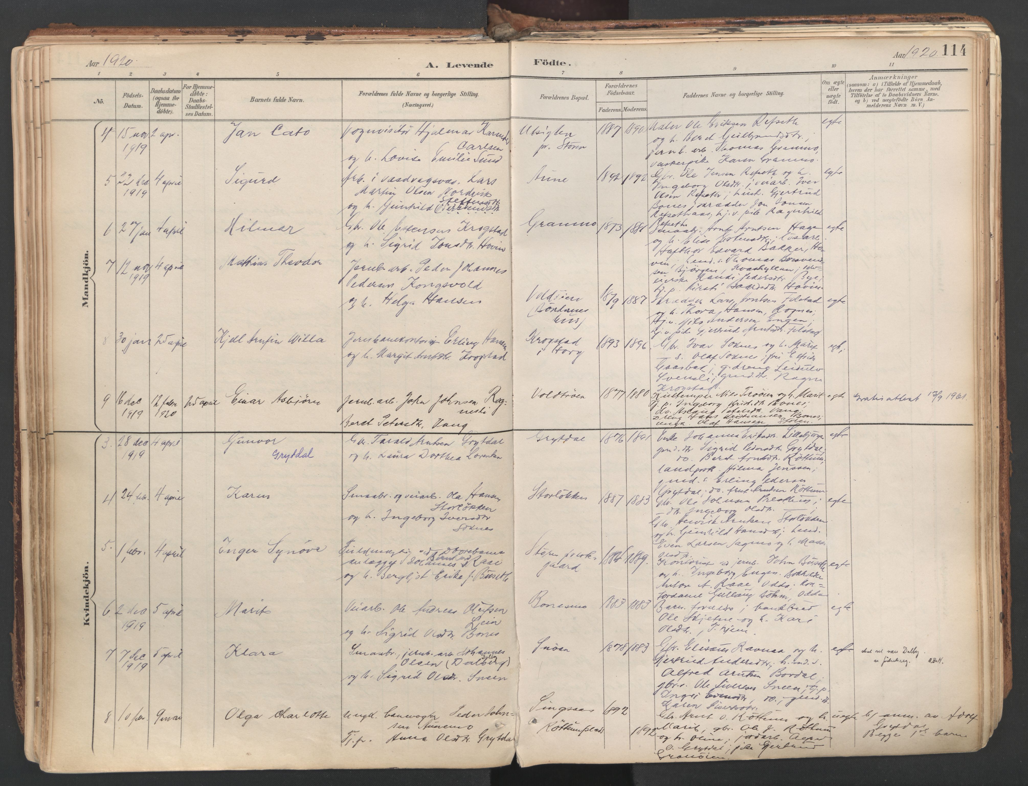 Ministerialprotokoller, klokkerbøker og fødselsregistre - Sør-Trøndelag, SAT/A-1456/687/L1004: Parish register (official) no. 687A10, 1891-1923, p. 114