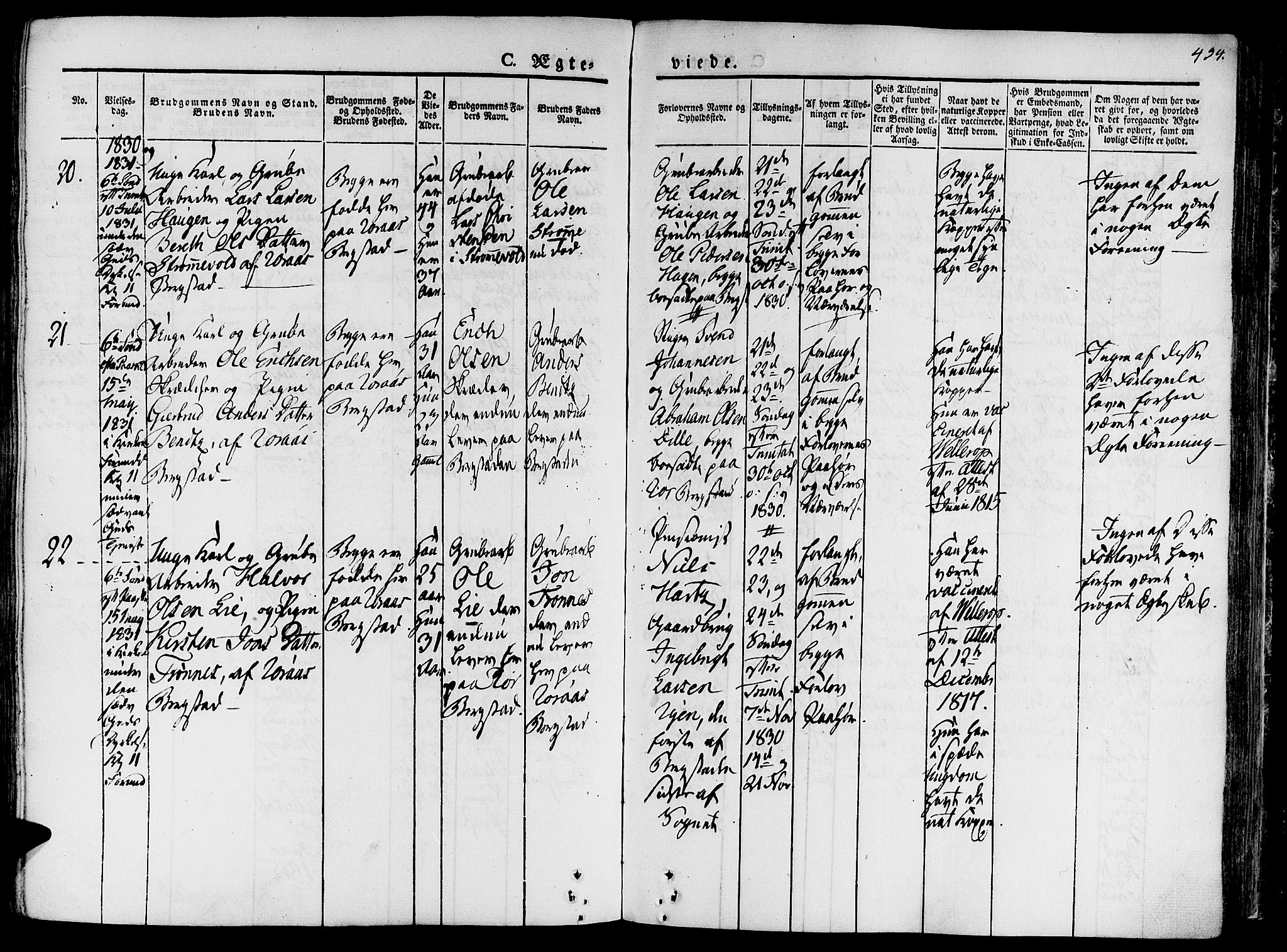 Ministerialprotokoller, klokkerbøker og fødselsregistre - Sør-Trøndelag, SAT/A-1456/681/L0930: Parish register (official) no. 681A08, 1829-1844, p. 454