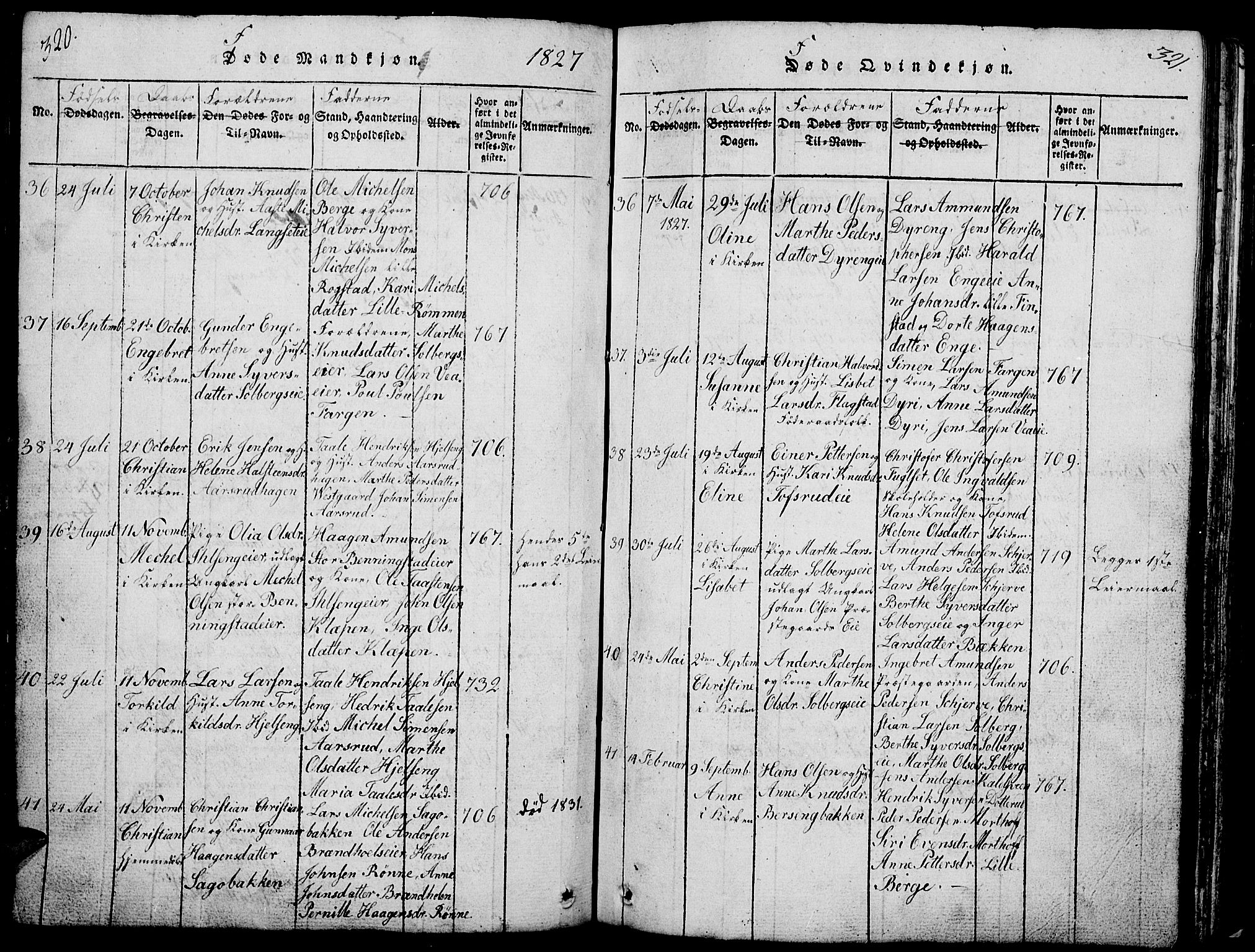 Løten prestekontor, AV/SAH-PREST-022/L/La/L0001: Parish register (copy) no. 1, 1812-1832, p. 320-321