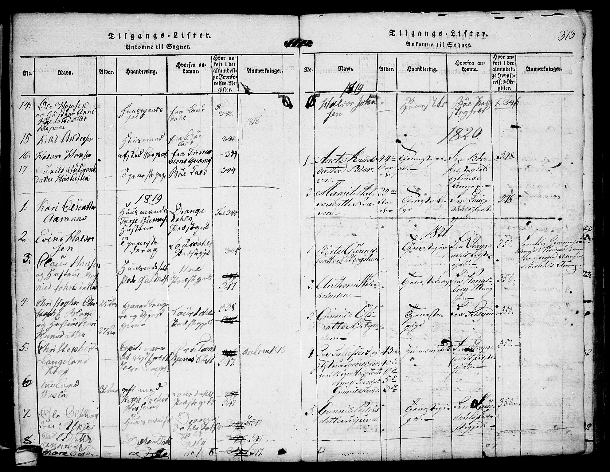 Kviteseid kirkebøker, SAKO/A-276/F/Fa/L0005: Parish register (official) no. I 5, 1815-1836, p. 313