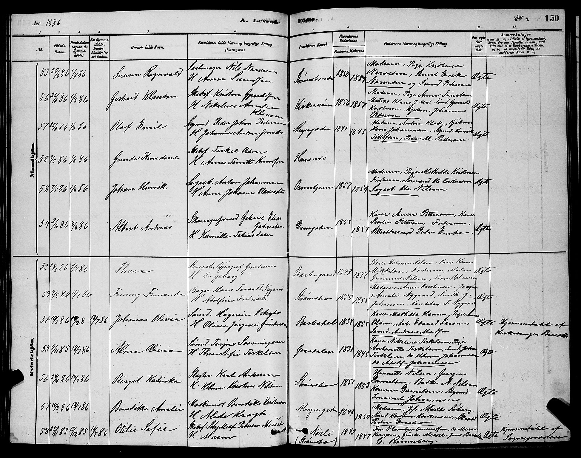 Barbu sokneprestkontor, AV/SAK-1111-0003/F/Fb/L0001: Parish register (copy) no. B 1, 1878-1890, p. 150