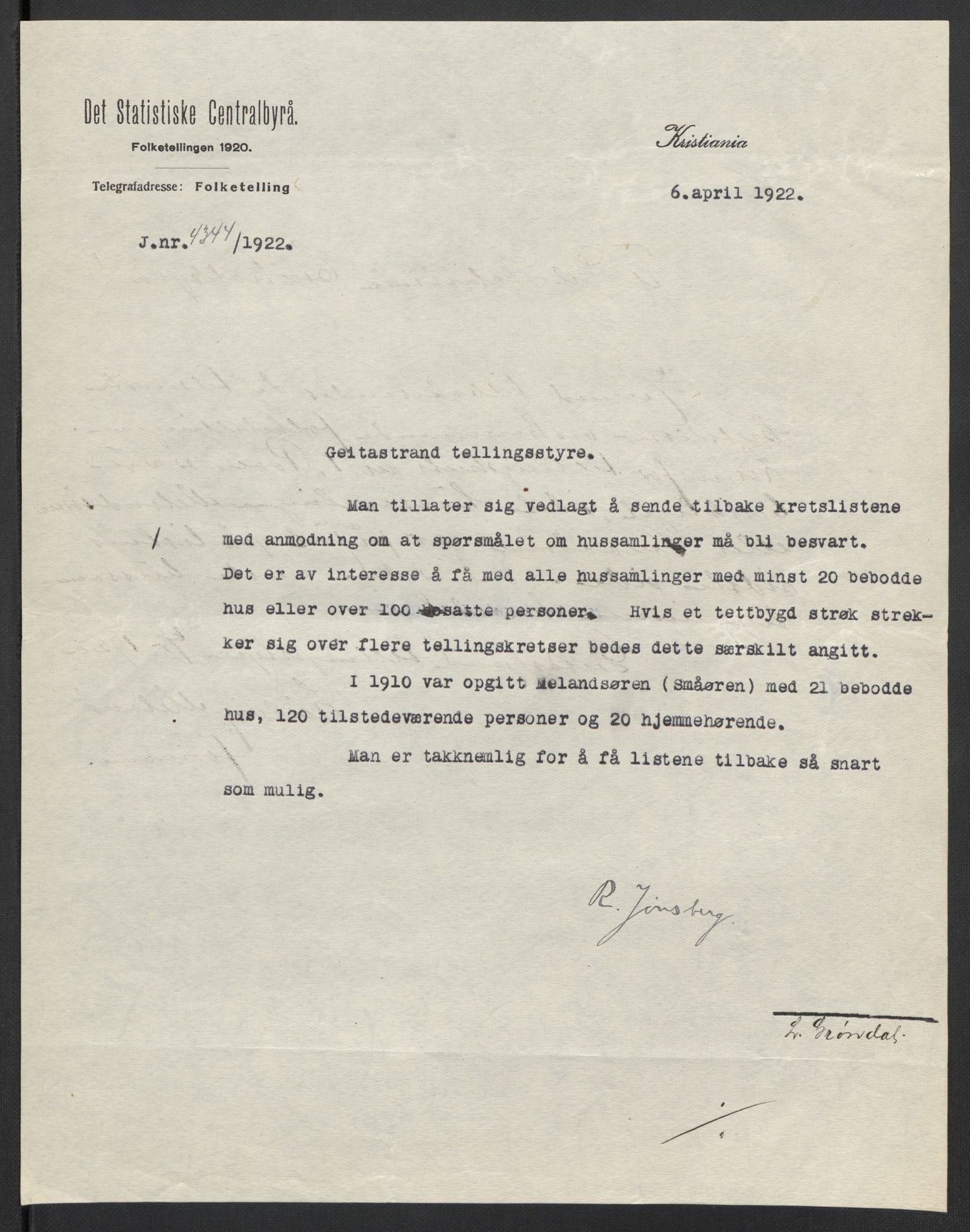 SAT, 1920 census for Geitastrand, 1920, p. 5