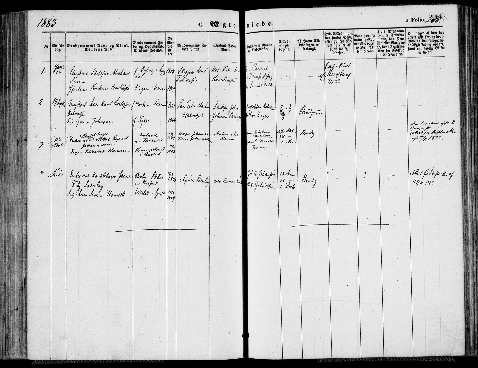 Farsund sokneprestkontor, AV/SAK-1111-0009/F/Fa/L0005: Parish register (official) no. A 5, 1863-1886, p. 256