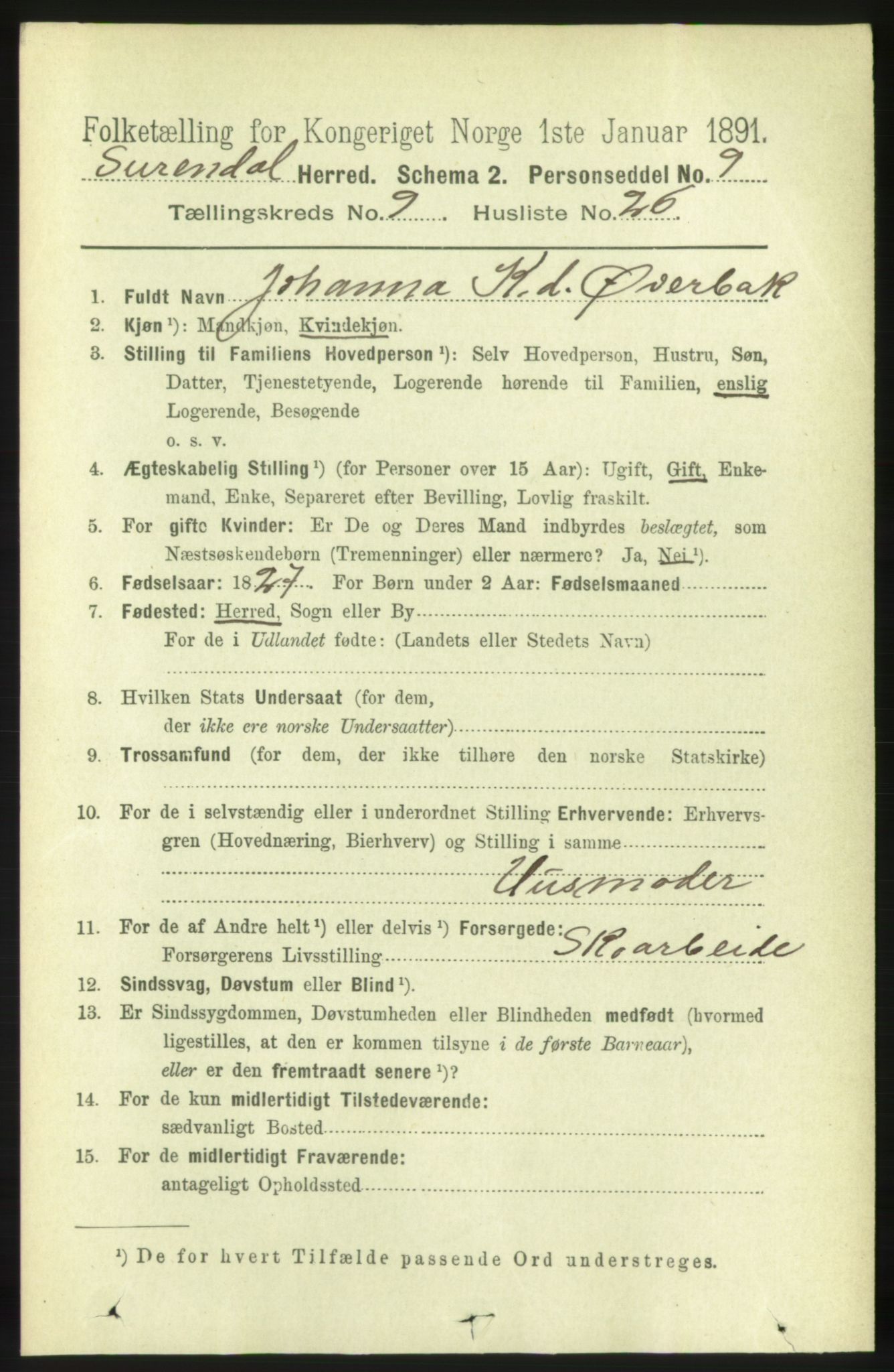 RA, 1891 census for 1566 Surnadal, 1891, p. 2501