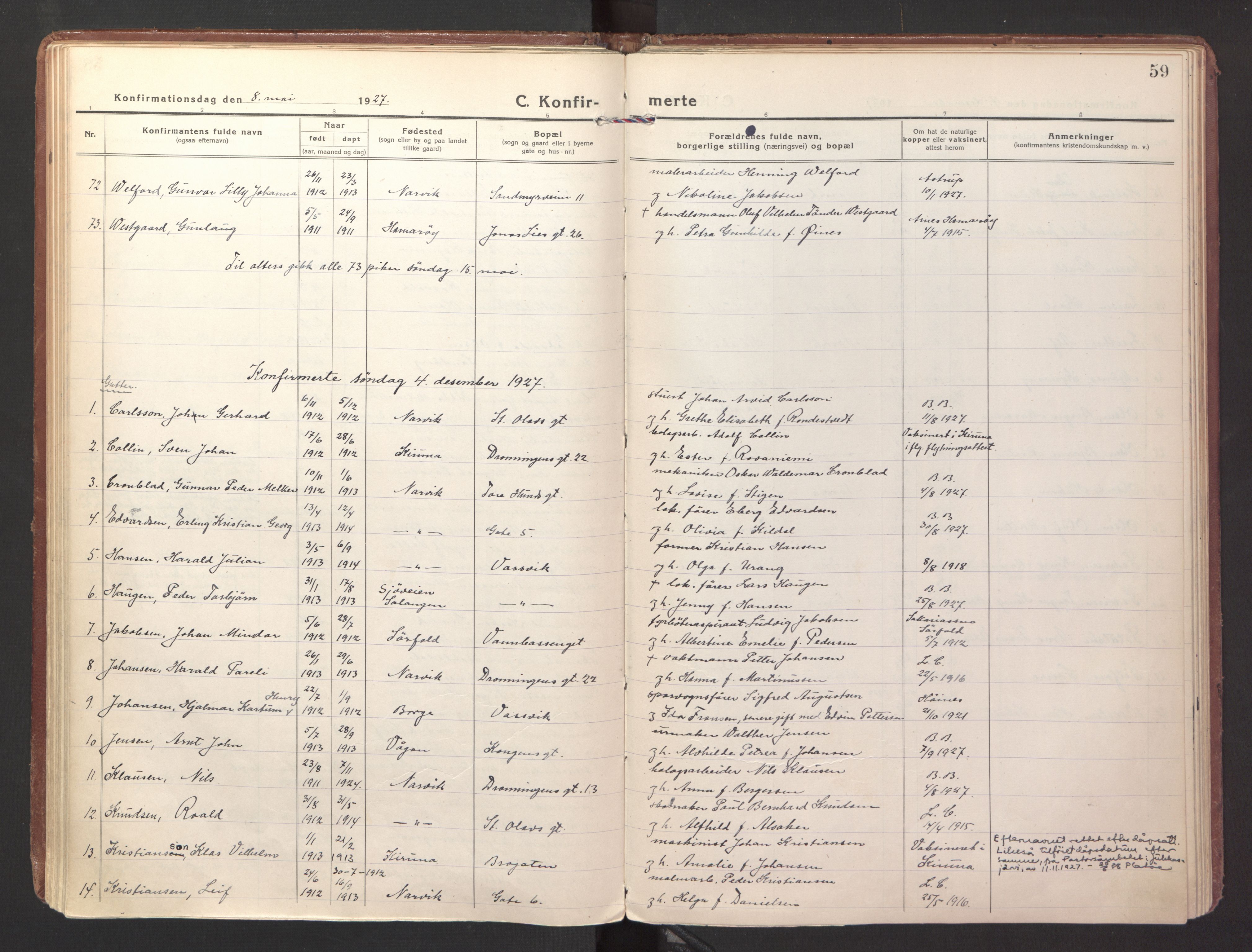 Ministerialprotokoller, klokkerbøker og fødselsregistre - Nordland, AV/SAT-A-1459/871/L1004: Parish register (official) no. 871A20, 1921-1932, p. 59