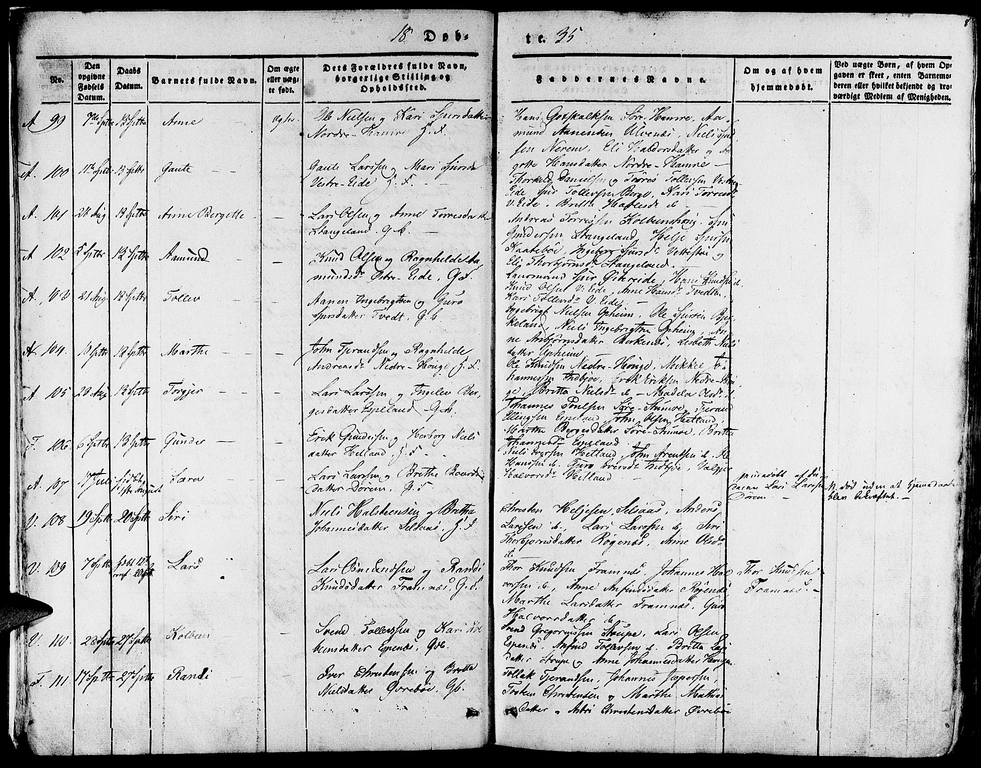 Fjelberg sokneprestembete, SAB/A-75201/H/Haa: Parish register (official) no. A 6, 1835-1851, p. 8