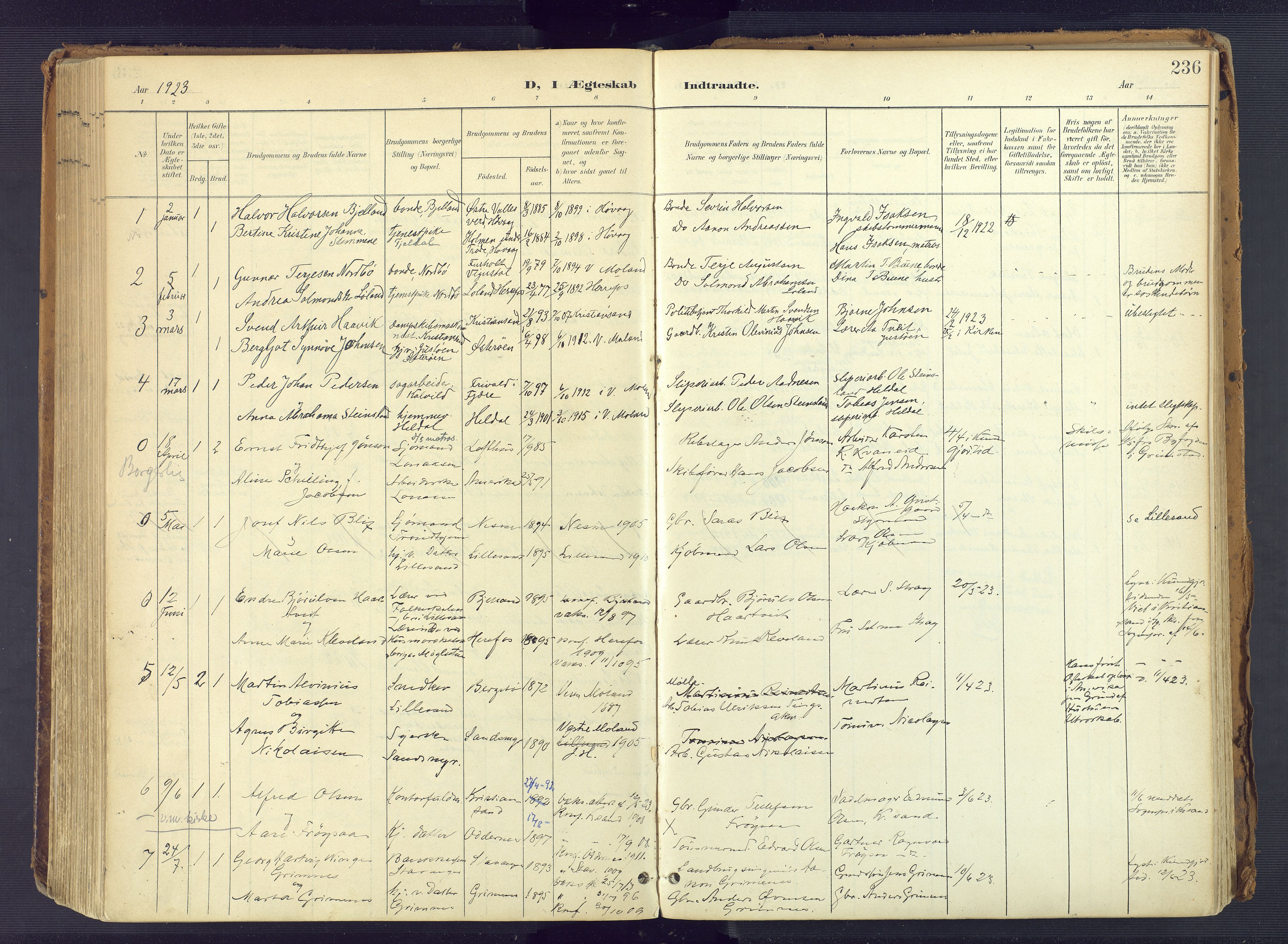 Vestre Moland sokneprestkontor, SAK/1111-0046/F/Fa/Fab/L0010: Parish register (official) no. A 10, 1900-1926, p. 236