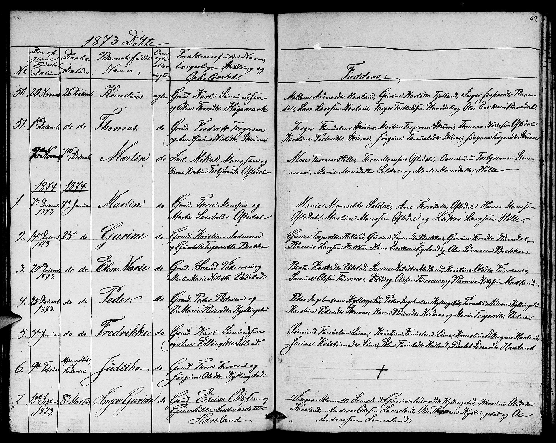 Lye sokneprestkontor, SAST/A-101794/001/30BB/L0003: Parish register (copy) no. B 3, 1852-1874, p. 63