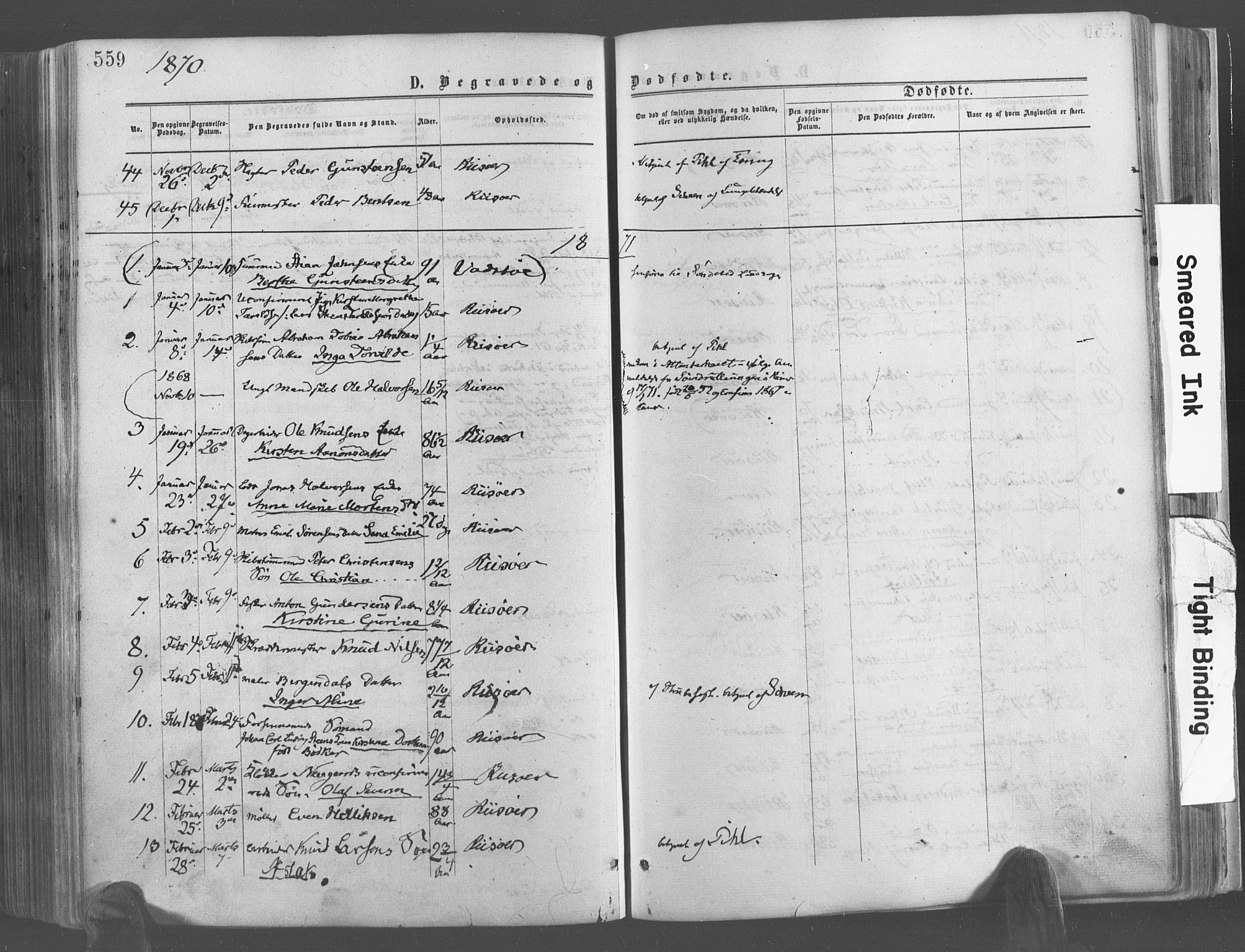 Risør sokneprestkontor, SAK/1111-0035/F/Fa/L0004: Parish register (official) no. A 4, 1865-1882, p. 559
