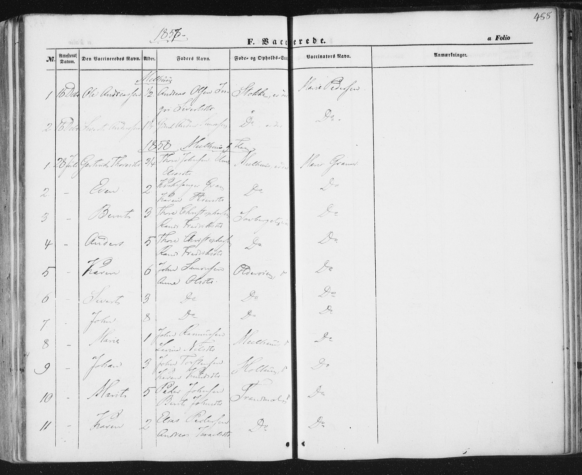 Ministerialprotokoller, klokkerbøker og fødselsregistre - Sør-Trøndelag, SAT/A-1456/691/L1076: Parish register (official) no. 691A08, 1852-1861, p. 488