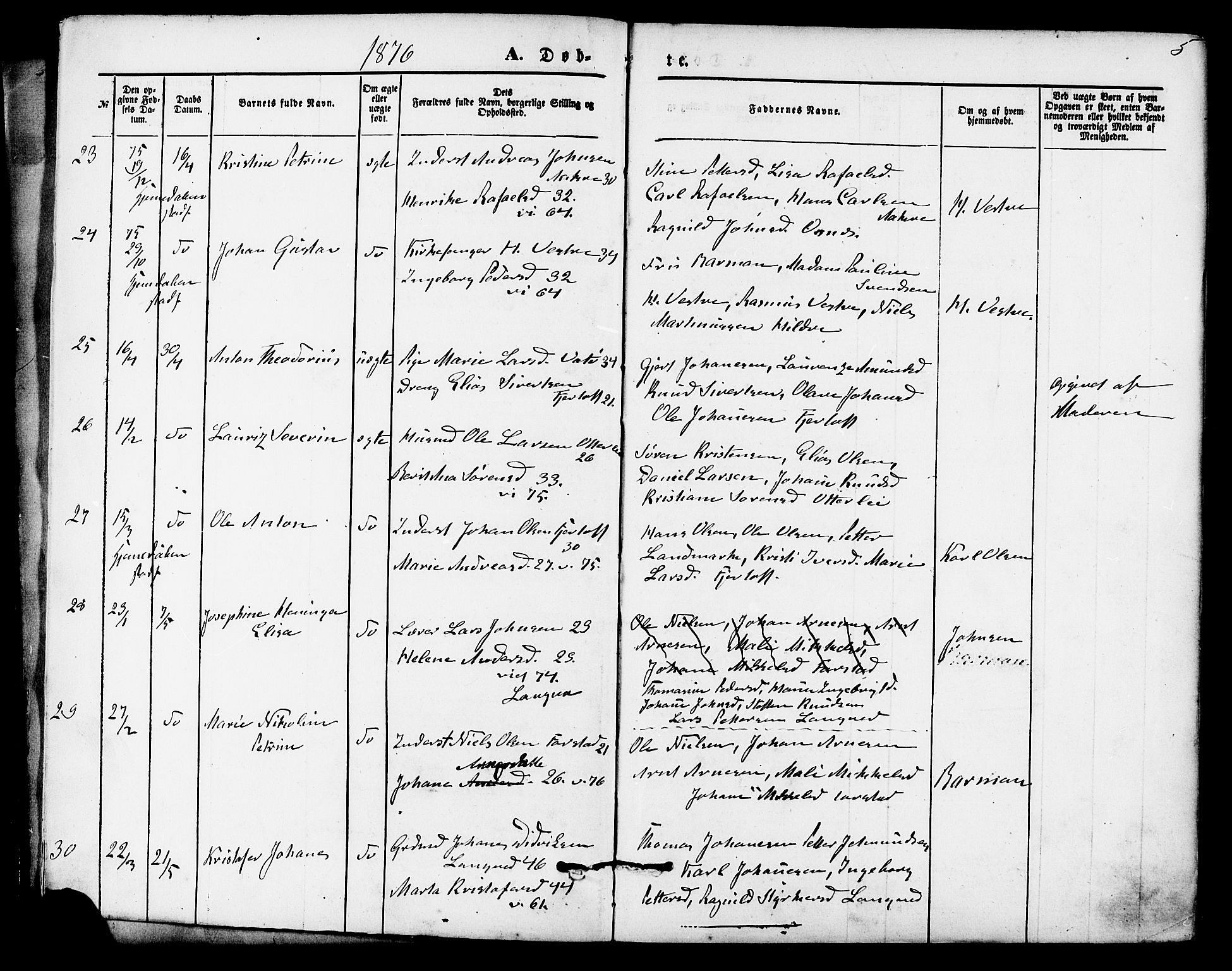 Ministerialprotokoller, klokkerbøker og fødselsregistre - Møre og Romsdal, AV/SAT-A-1454/536/L0500: Parish register (official) no. 536A09, 1876-1889, p. 5