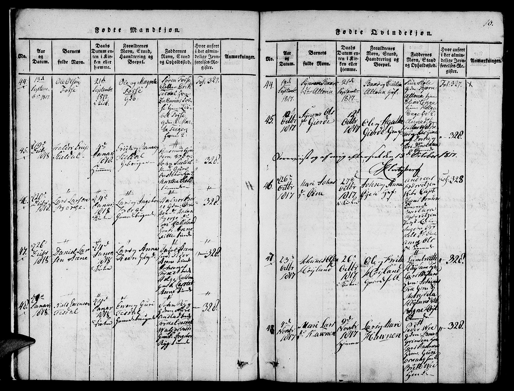 Etne sokneprestembete, SAB/A-75001/H/Haa: Parish register (official) no. A 6, 1815-1831, p. 10