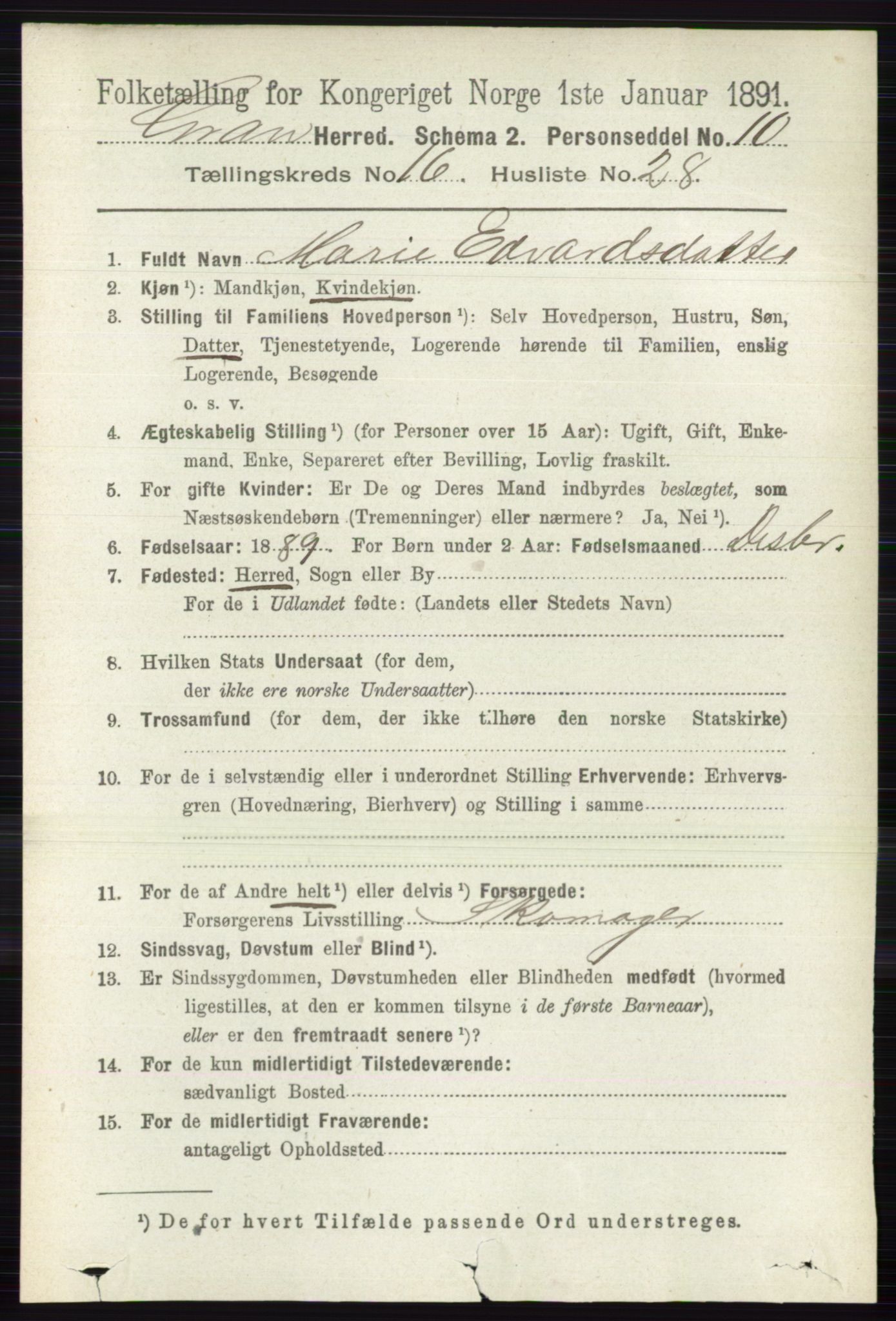 RA, 1891 census for 0534 Gran, 1891, p. 8281