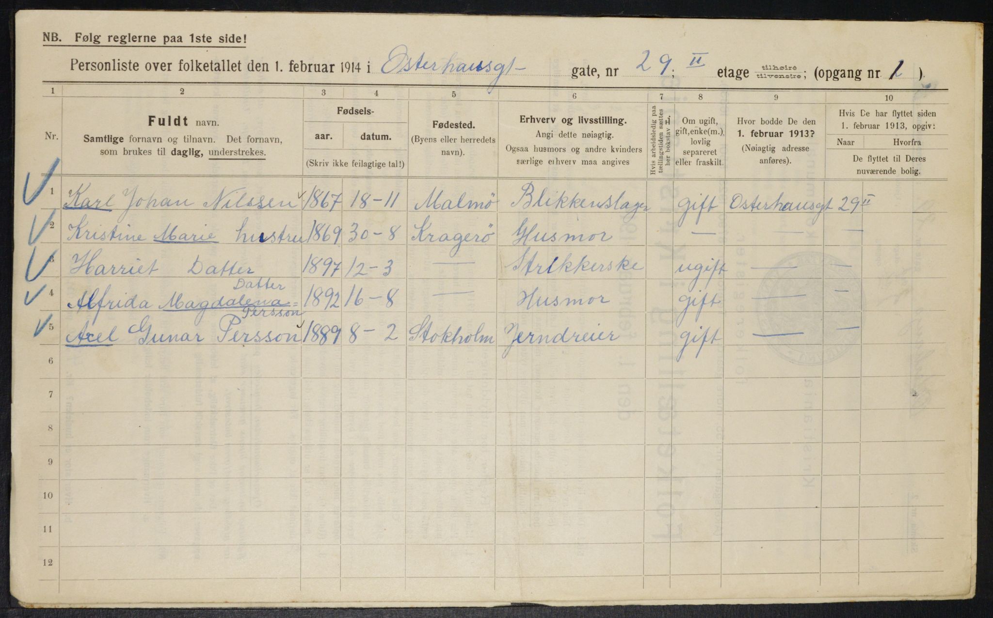 OBA, Municipal Census 1914 for Kristiania, 1914, p. 77822