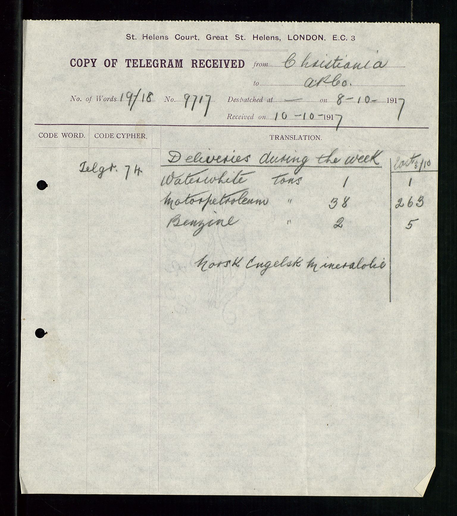 Pa 1521 - A/S Norske Shell, AV/SAST-A-101915/E/Ea/Eaa/L0001: Sjefskorrespondanse, 1917, p. 172