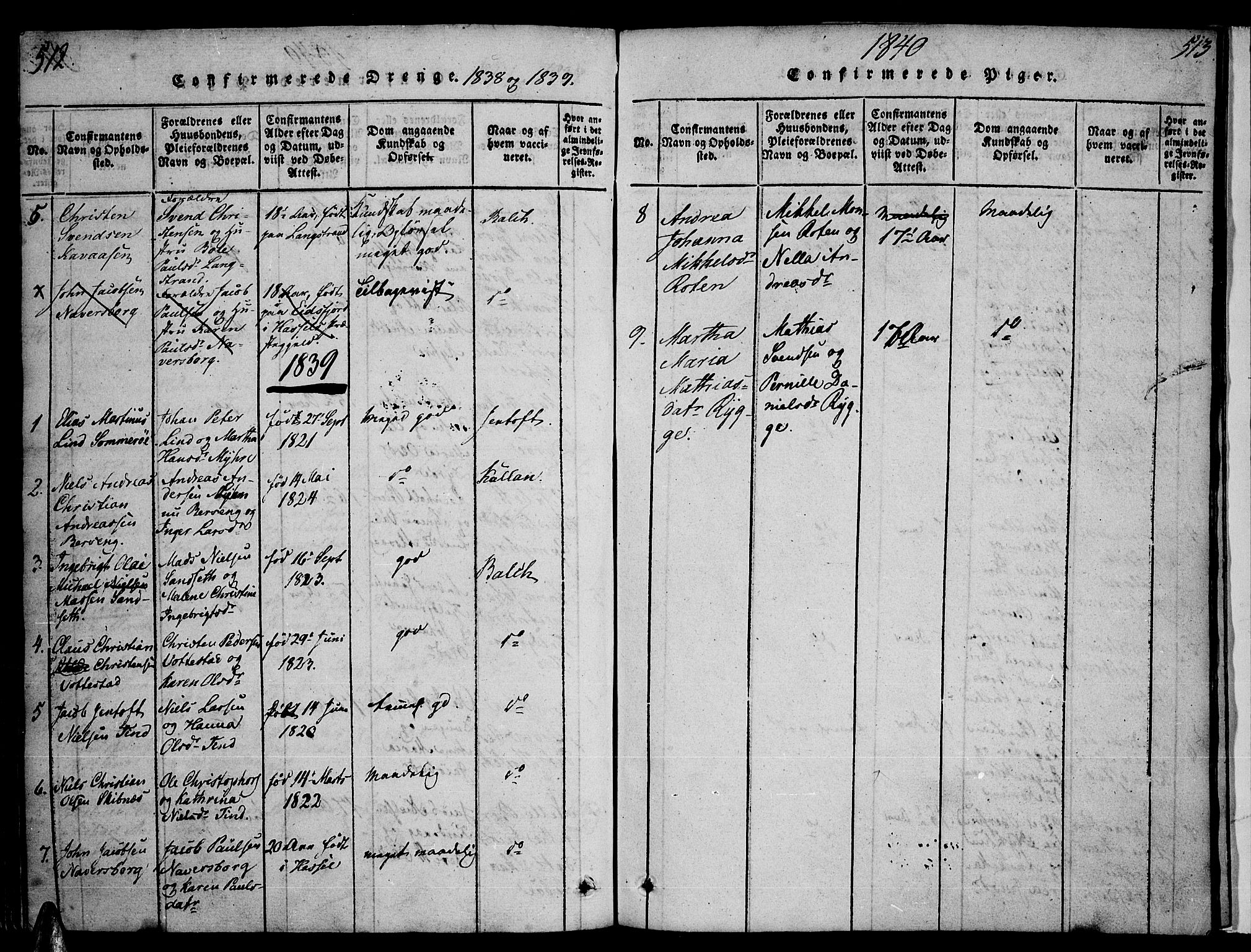 Ministerialprotokoller, klokkerbøker og fødselsregistre - Nordland, SAT/A-1459/893/L1331: Parish register (official) no. 893A04, 1820-1840, p. 512-513