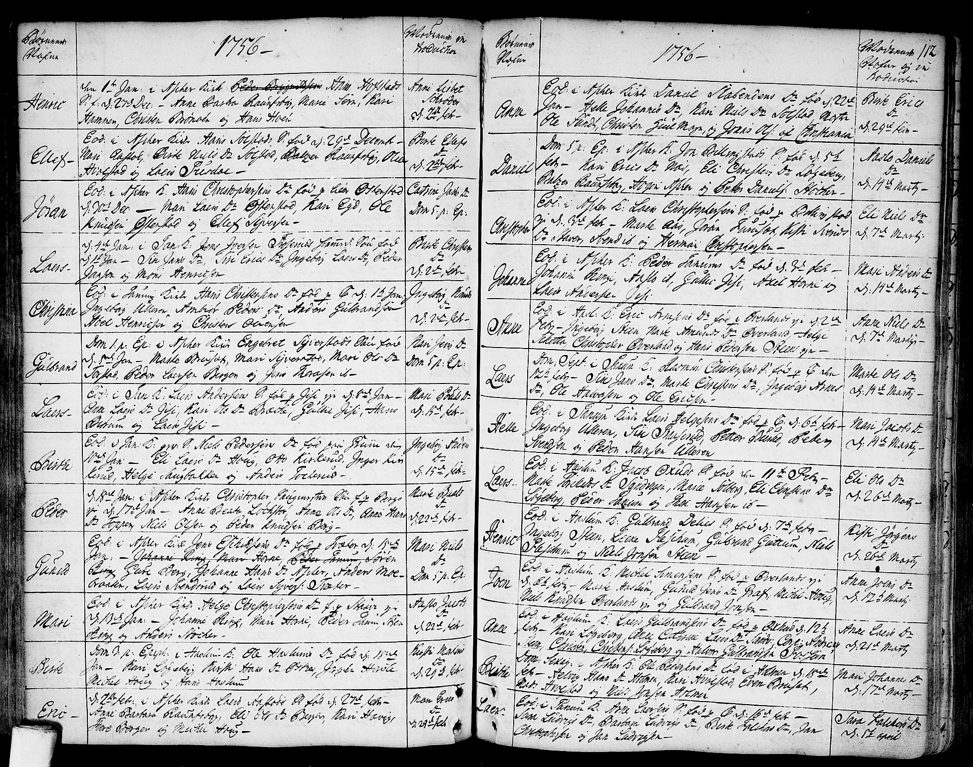 Asker prestekontor Kirkebøker, SAO/A-10256a/F/Fa/L0002: Parish register (official) no. I 2, 1733-1766, p. 112
