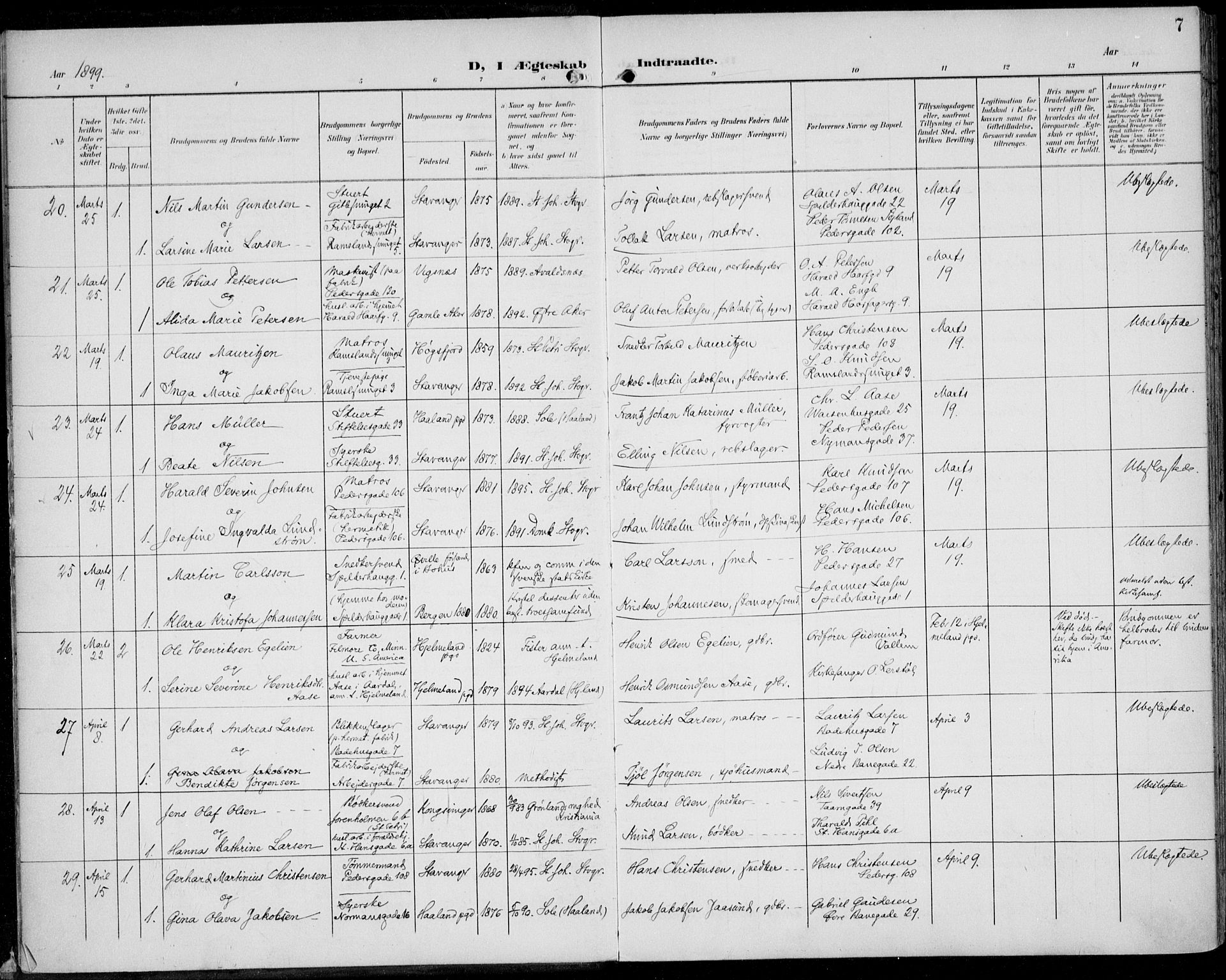 St. Johannes sokneprestkontor, AV/SAST-A-101814/002/B/L0001: Parish register (official) no. A 8, 1899-1917, p. 7