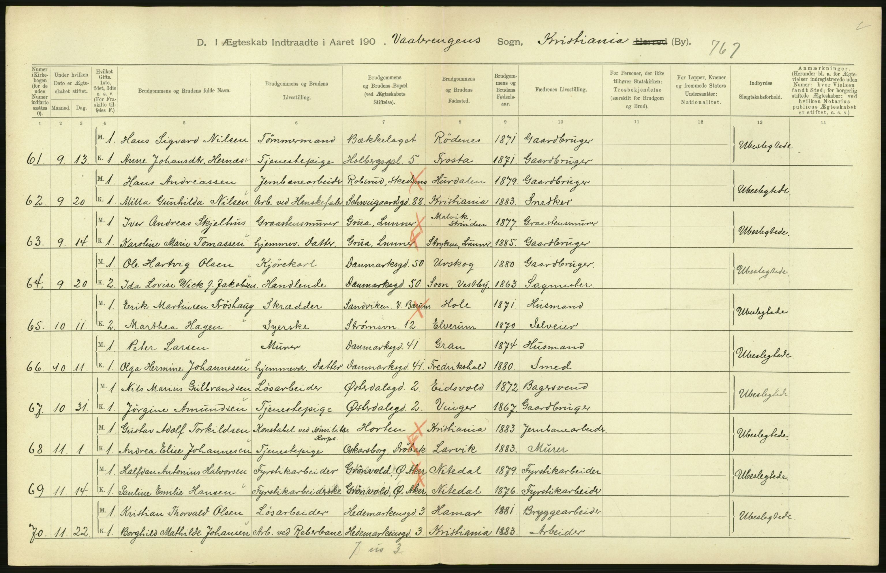 Statistisk sentralbyrå, Sosiodemografiske emner, Befolkning, AV/RA-S-2228/D/Df/Dfa/Dfaa/L0004: Kristiania: Gifte, døde, 1903, p. 522