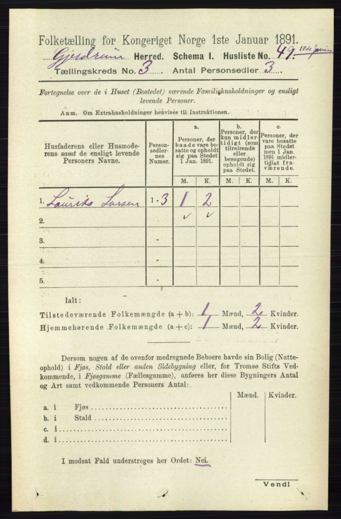 RA, 1891 census for 0234 Gjerdrum, 1891, p. 1208