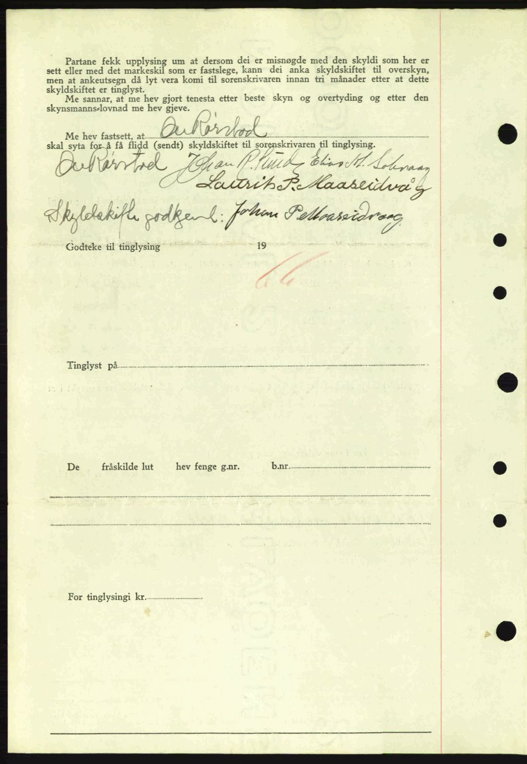 Nordre Sunnmøre sorenskriveri, AV/SAT-A-0006/1/2/2C/2Ca: Mortgage book no. A10, 1940-1941, Diary no: : 58/1941