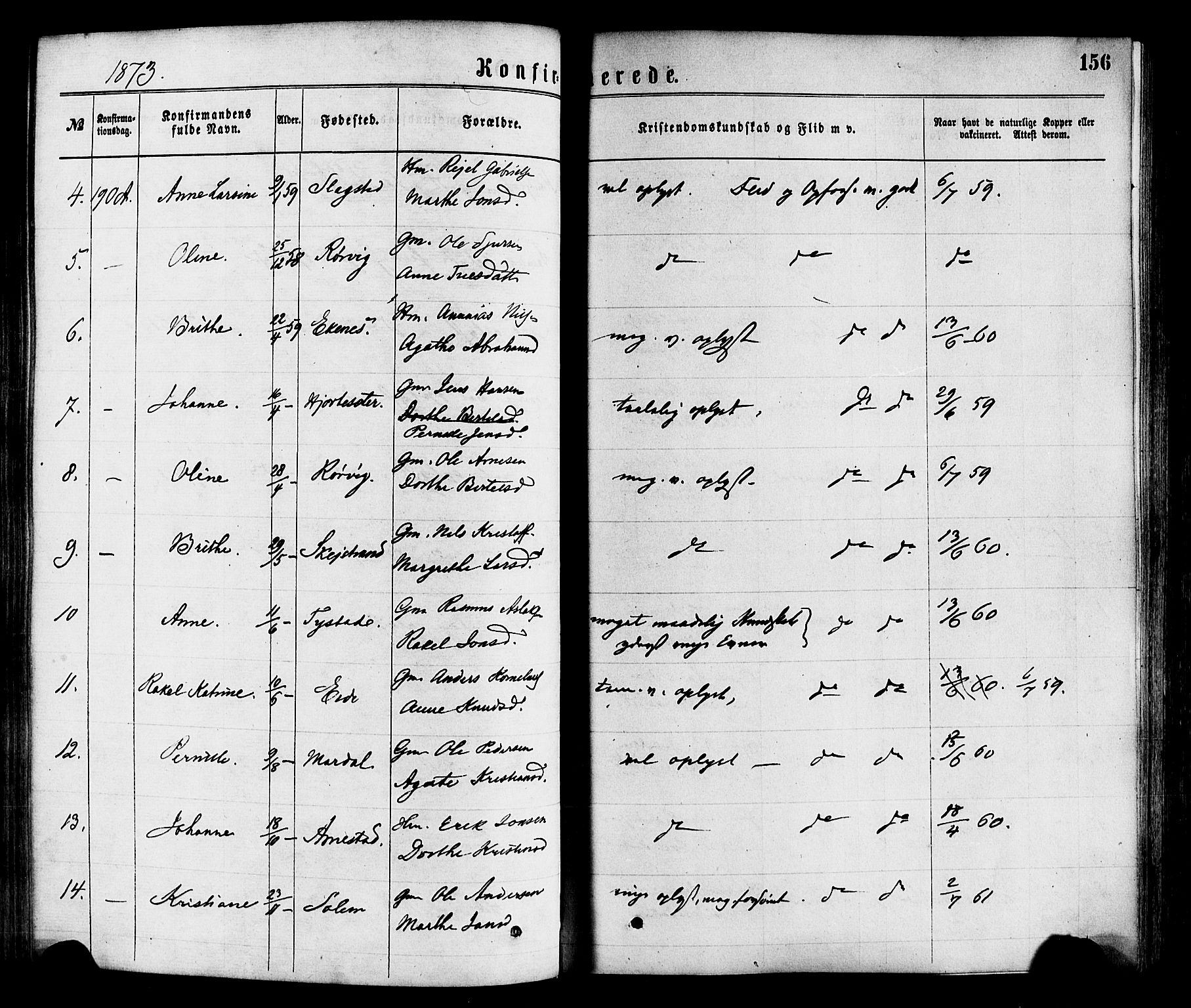 Gloppen sokneprestembete, AV/SAB-A-80101/H/Haa/Haaa/L0010: Parish register (official) no. A 10, 1871-1884, p. 156