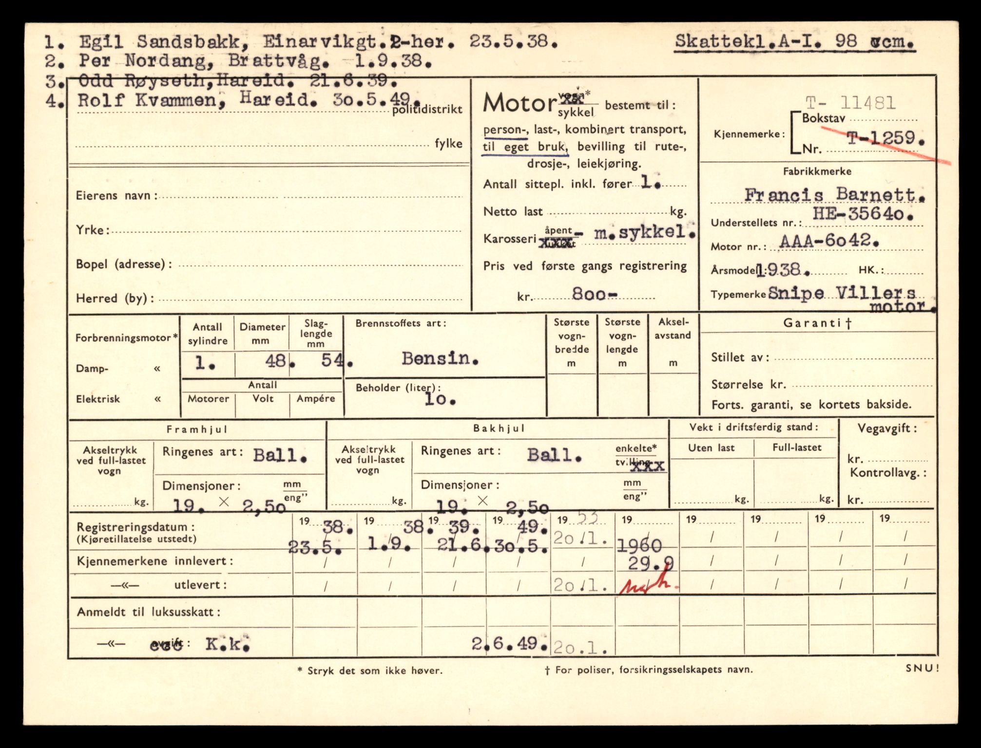 Møre og Romsdal vegkontor - Ålesund trafikkstasjon, AV/SAT-A-4099/F/Fe/L0029: Registreringskort for kjøretøy T 11430 - T 11619, 1927-1998, p. 915