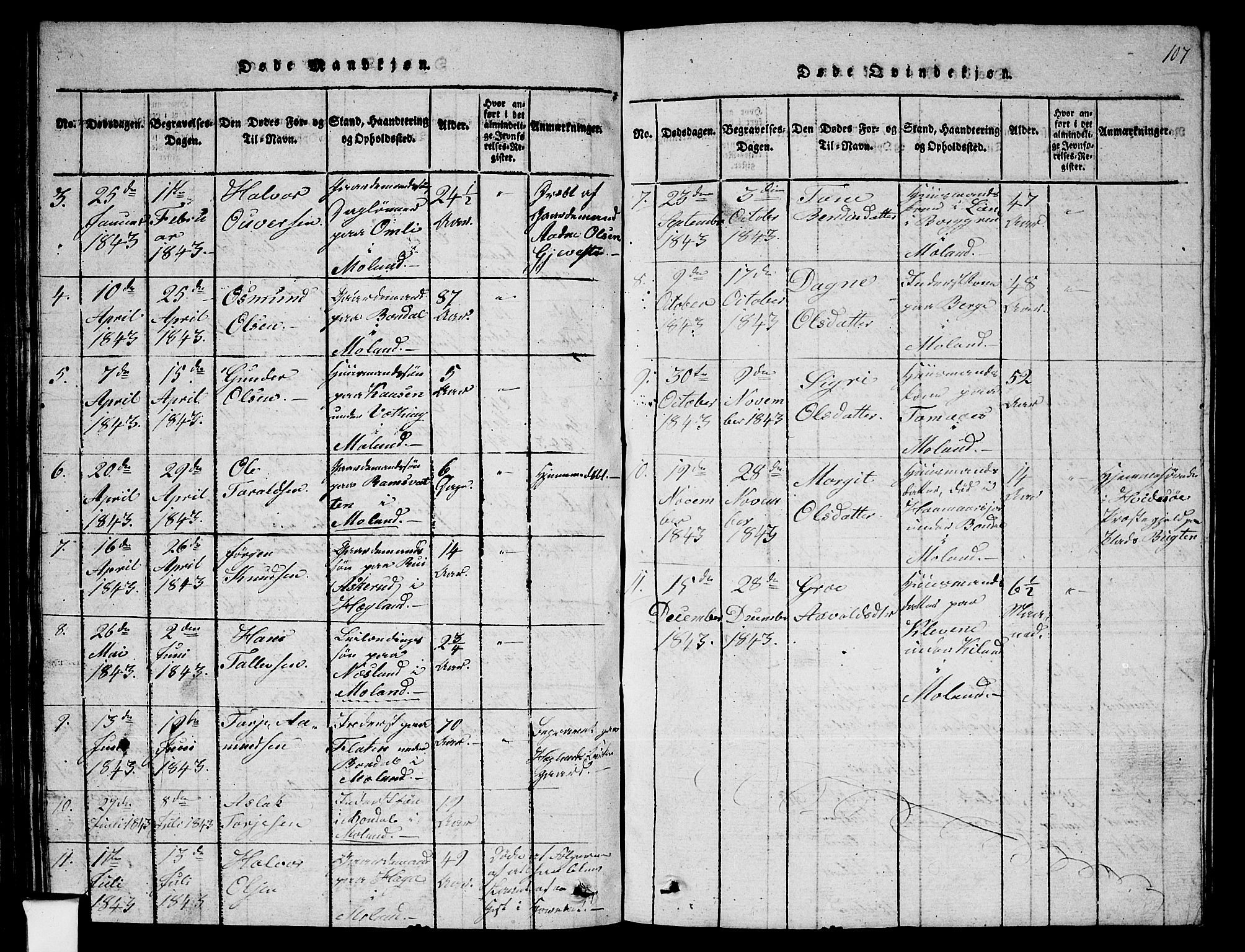 Fyresdal kirkebøker, SAKO/A-263/G/Ga/L0002: Parish register (copy) no. I 2, 1815-1857, p. 107