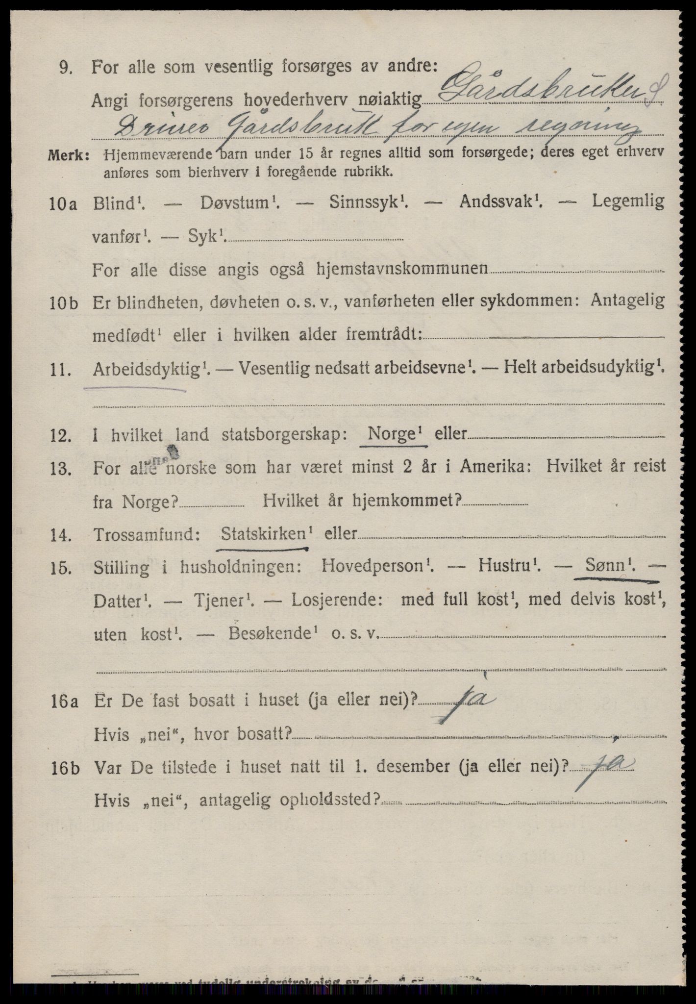 SAT, 1920 census for Ulstein, 1920, p. 1623