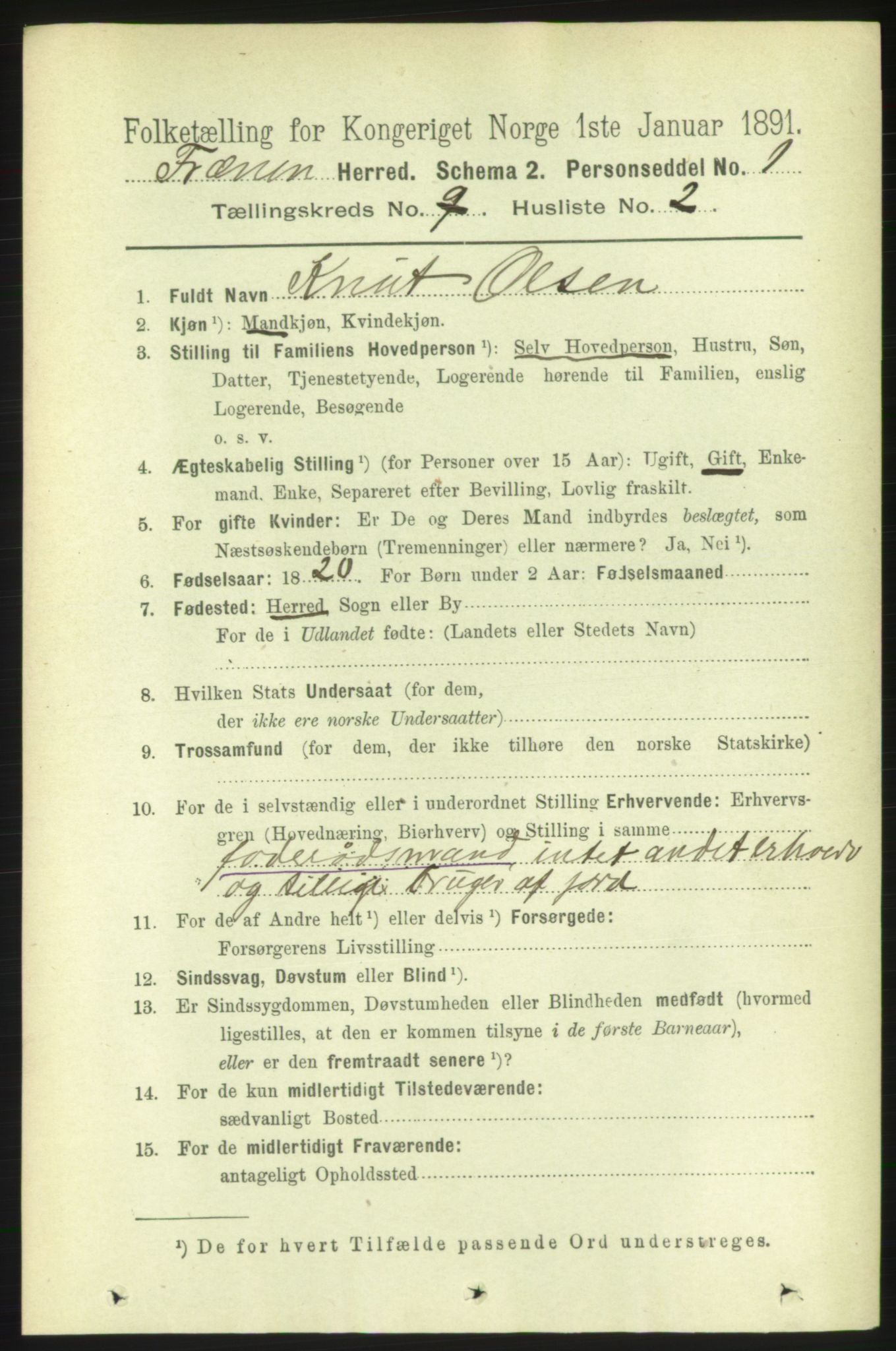 RA, 1891 census for 1548 Fræna, 1891, p. 2859