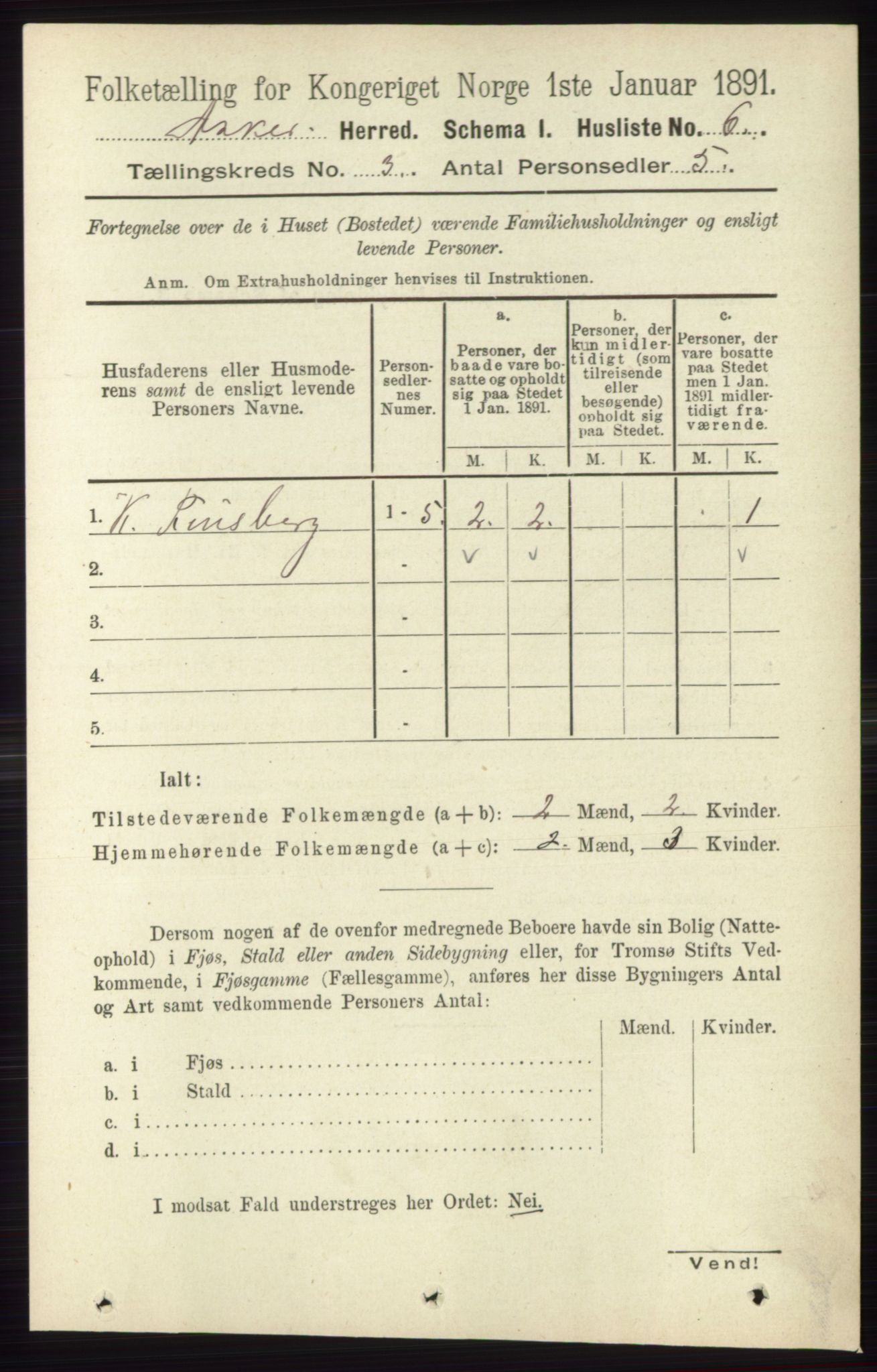 RA, 1891 census for 0220 Asker, 1891, p. 1837