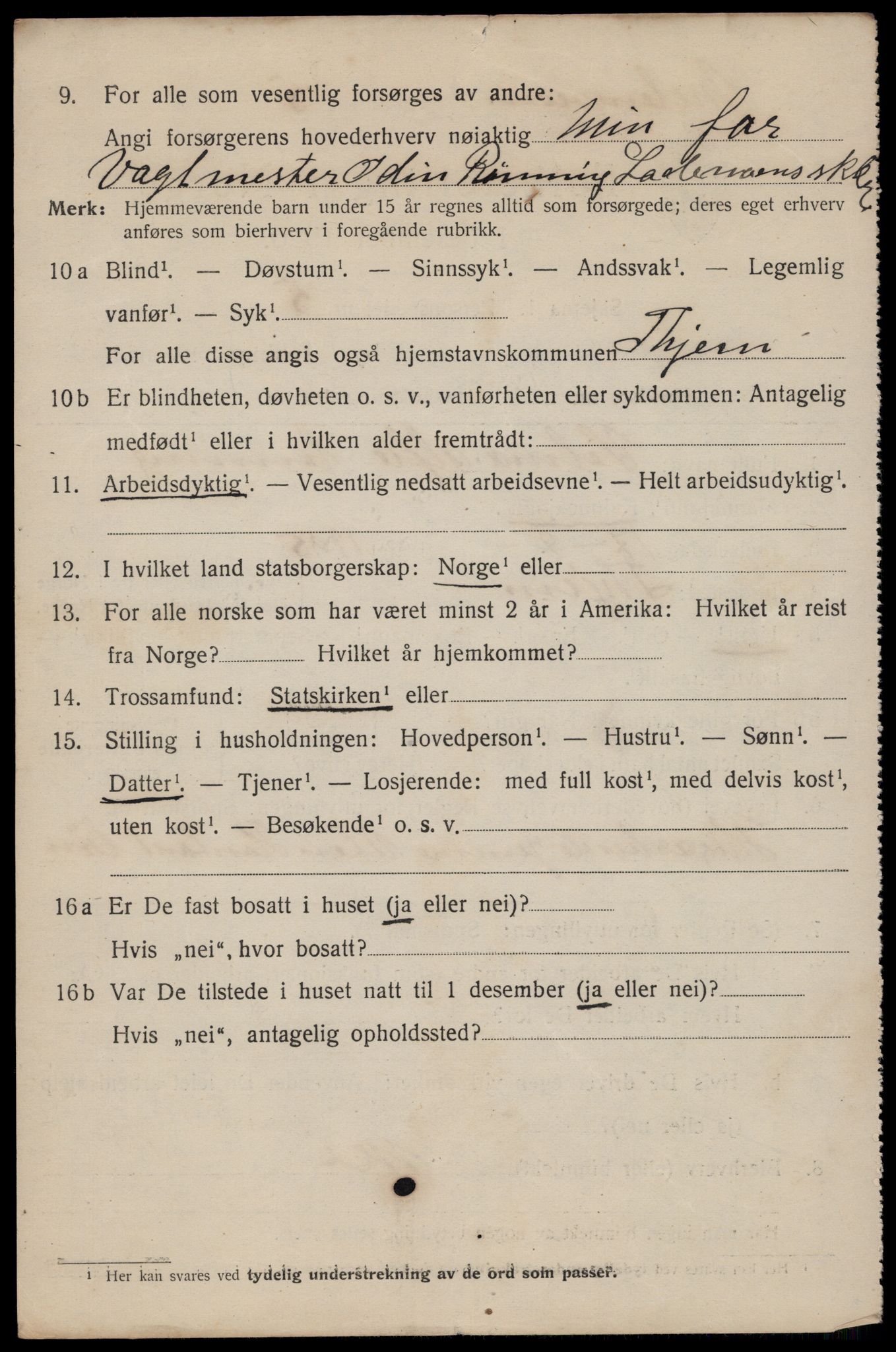SAT, 1920 census for Trondheim, 1920, p. 122243