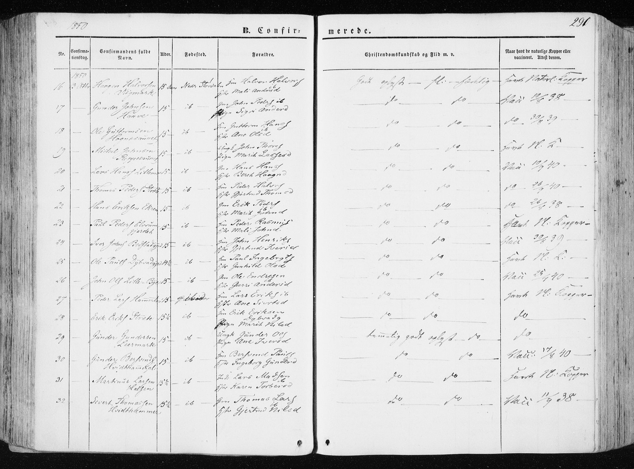 Ministerialprotokoller, klokkerbøker og fødselsregistre - Nord-Trøndelag, SAT/A-1458/709/L0074: Parish register (official) no. 709A14, 1845-1858, p. 291