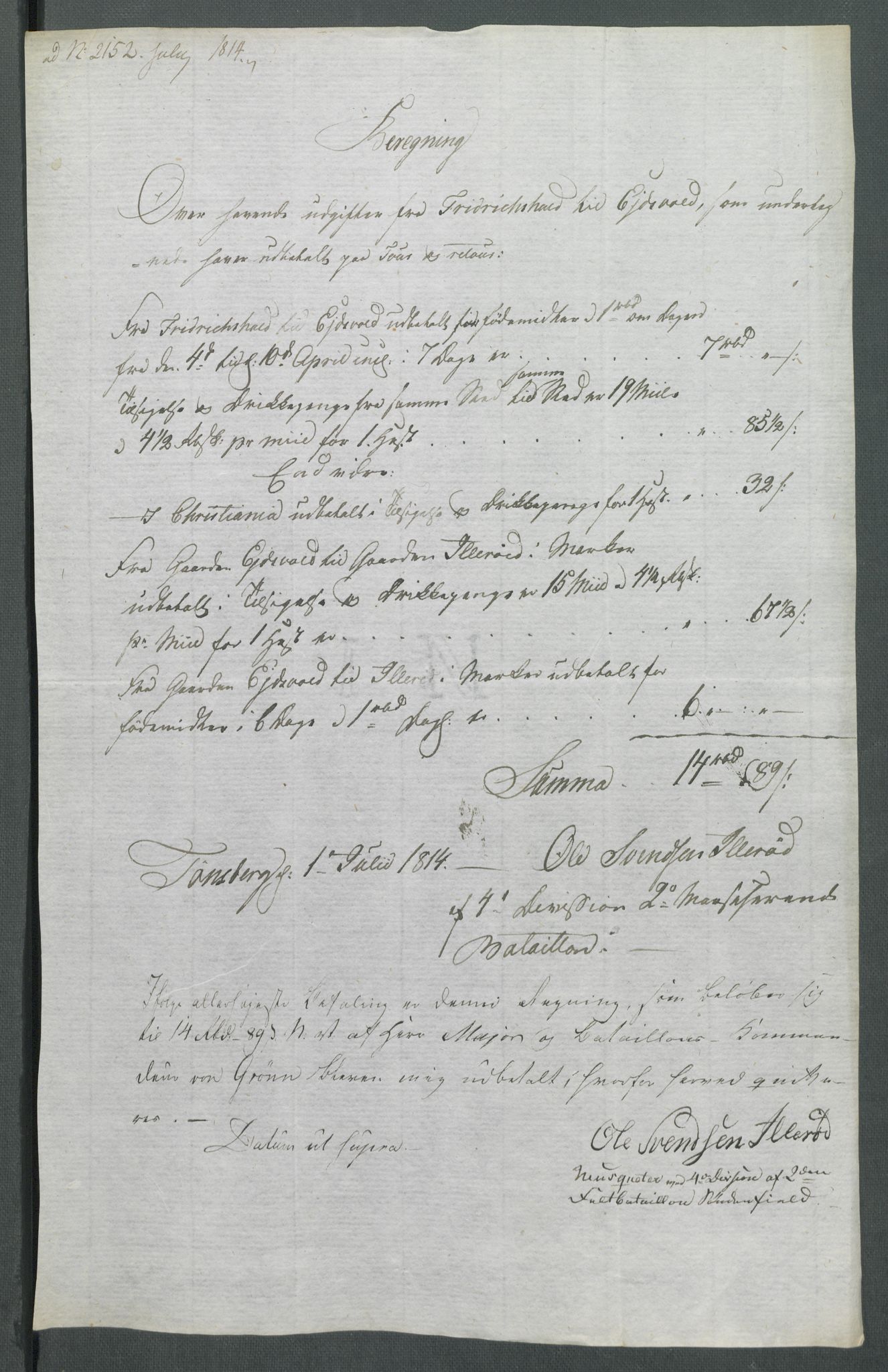 5. departement for finans-, handels- og tollfaget, RA/S-3893/C/Cb/L0014: Regninger fra Riksforsamlingens deputerede, 1814, p. 123