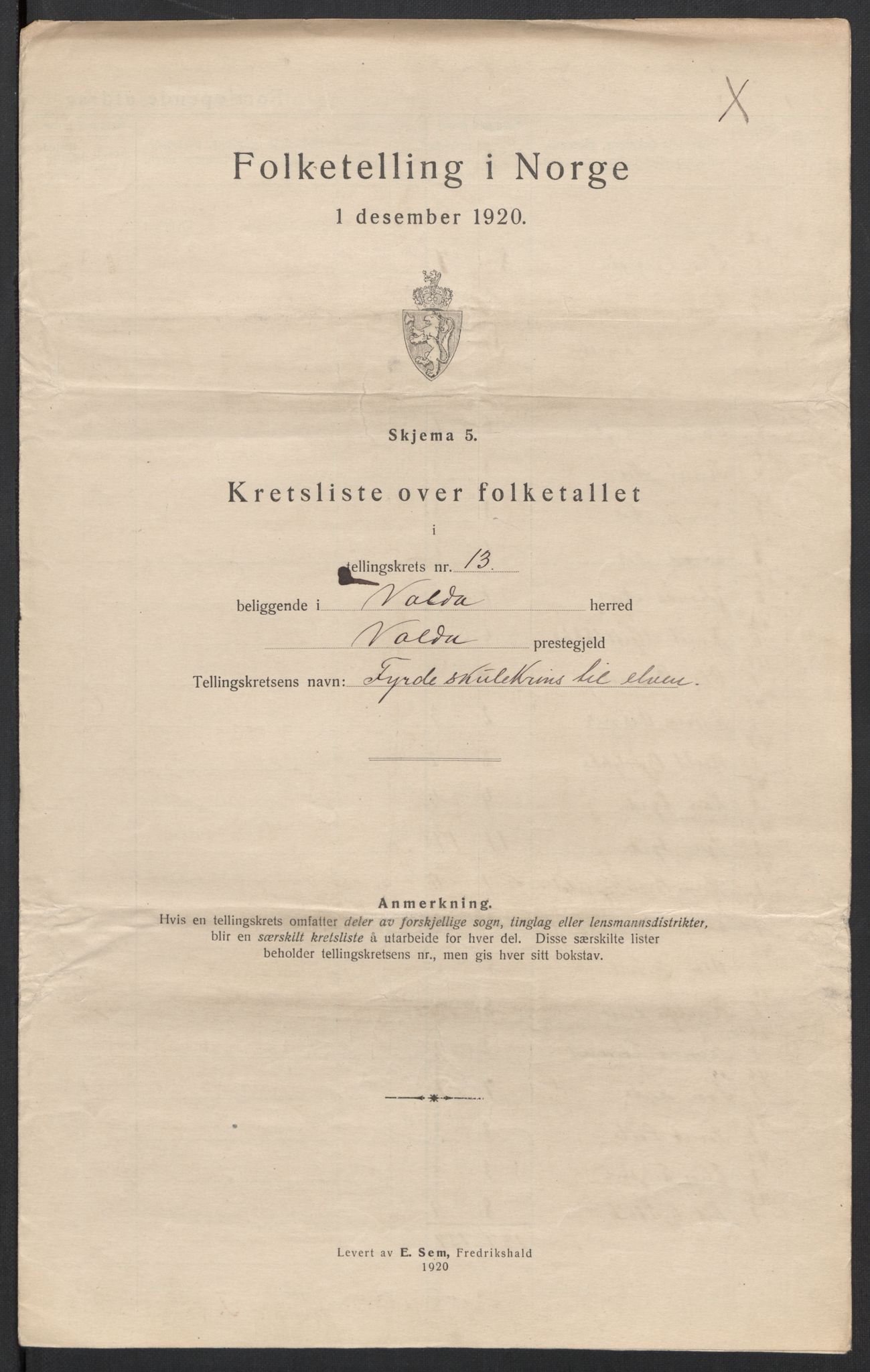 SAT, 1920 census for Volda, 1920, p. 42