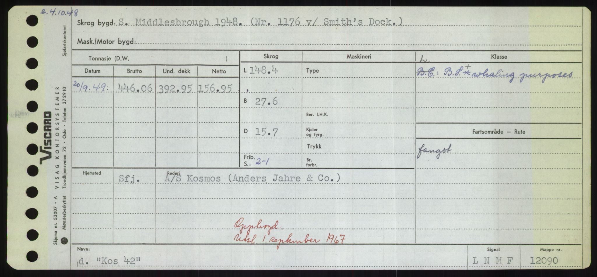 Sjøfartsdirektoratet med forløpere, Skipsmålingen, RA/S-1627/H/Hd/L0021: Fartøy, Kor-Kår, p. 87