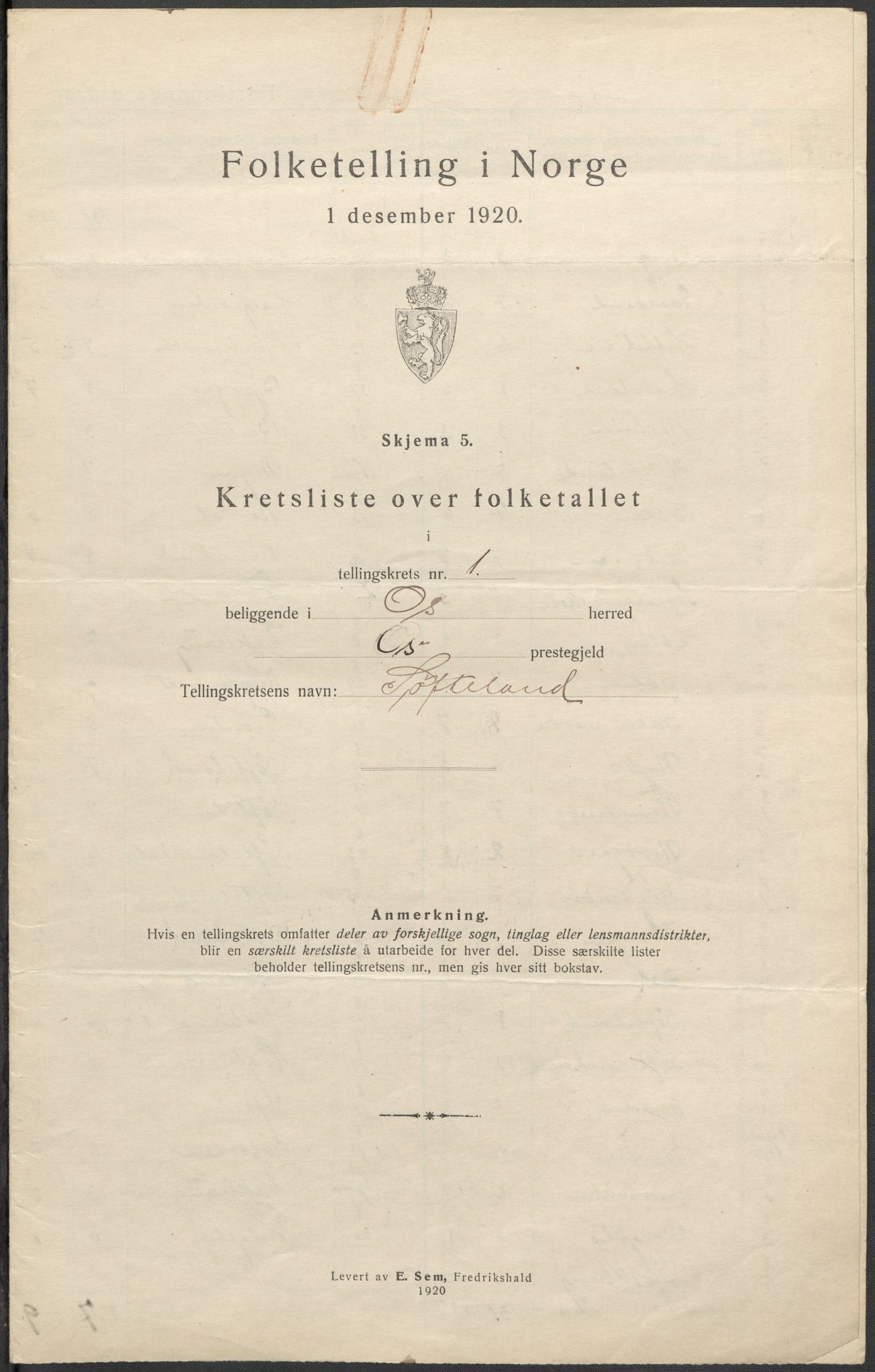 SAB, 1920 census for Os, 1920, p. 5