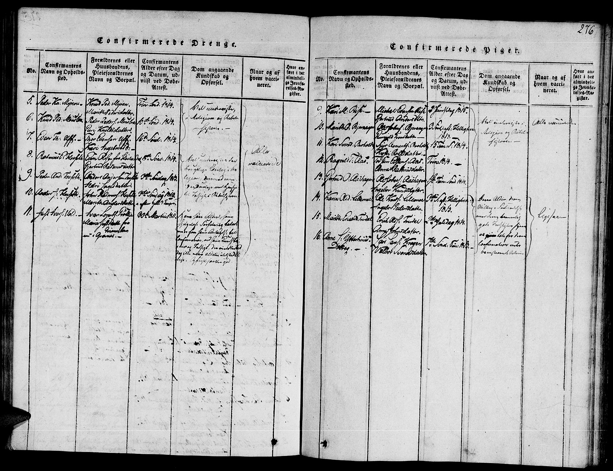 Ministerialprotokoller, klokkerbøker og fødselsregistre - Sør-Trøndelag, SAT/A-1456/672/L0854: Parish register (official) no. 672A06 /2, 1816-1829, p. 276