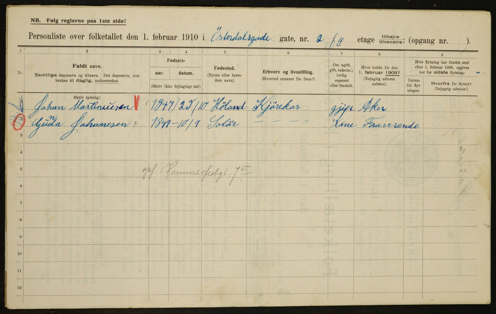 OBA, Municipal Census 1910 for Kristiania, 1910, p. 122255