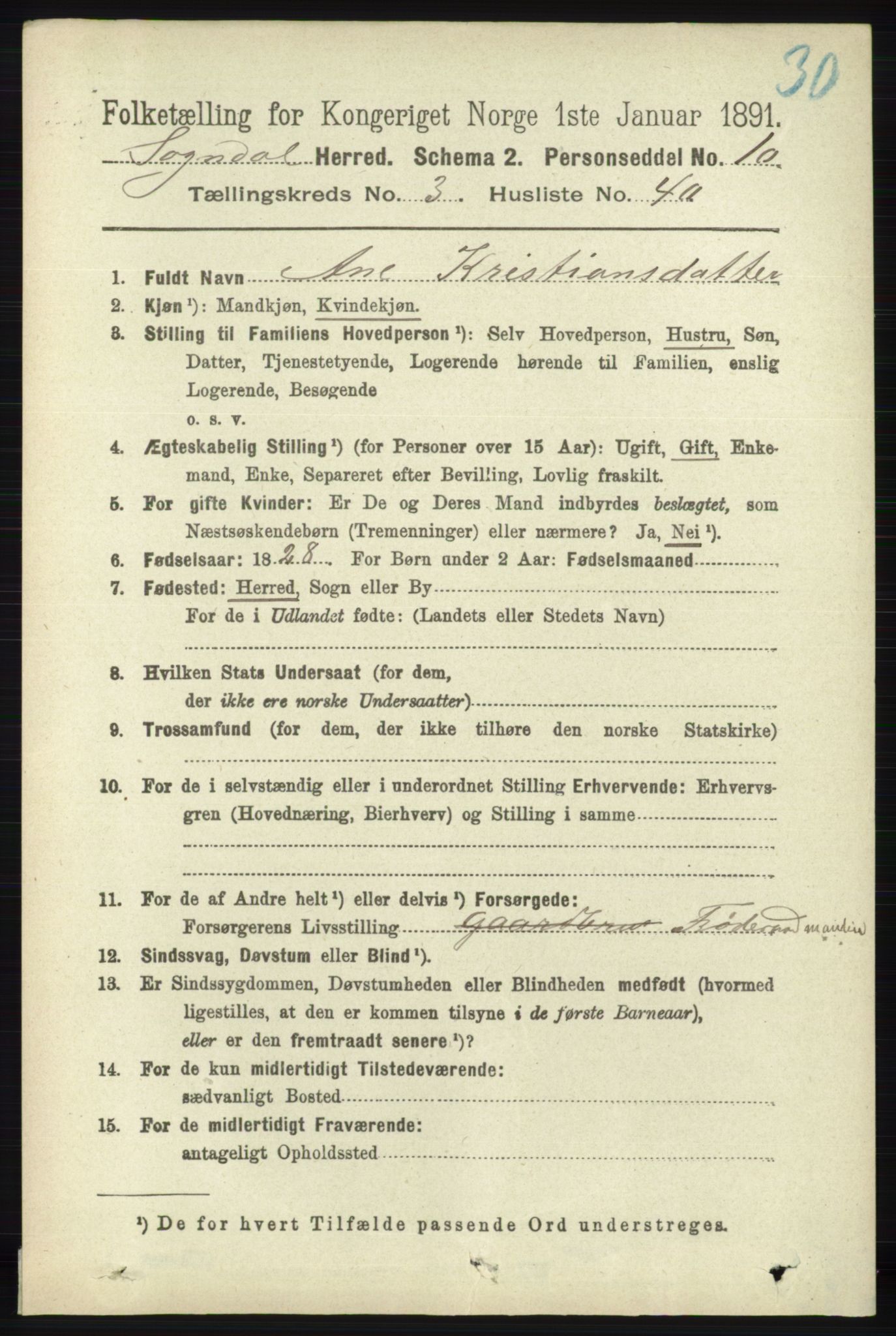 RA, 1891 census for 1111 Sokndal, 1891, p. 948