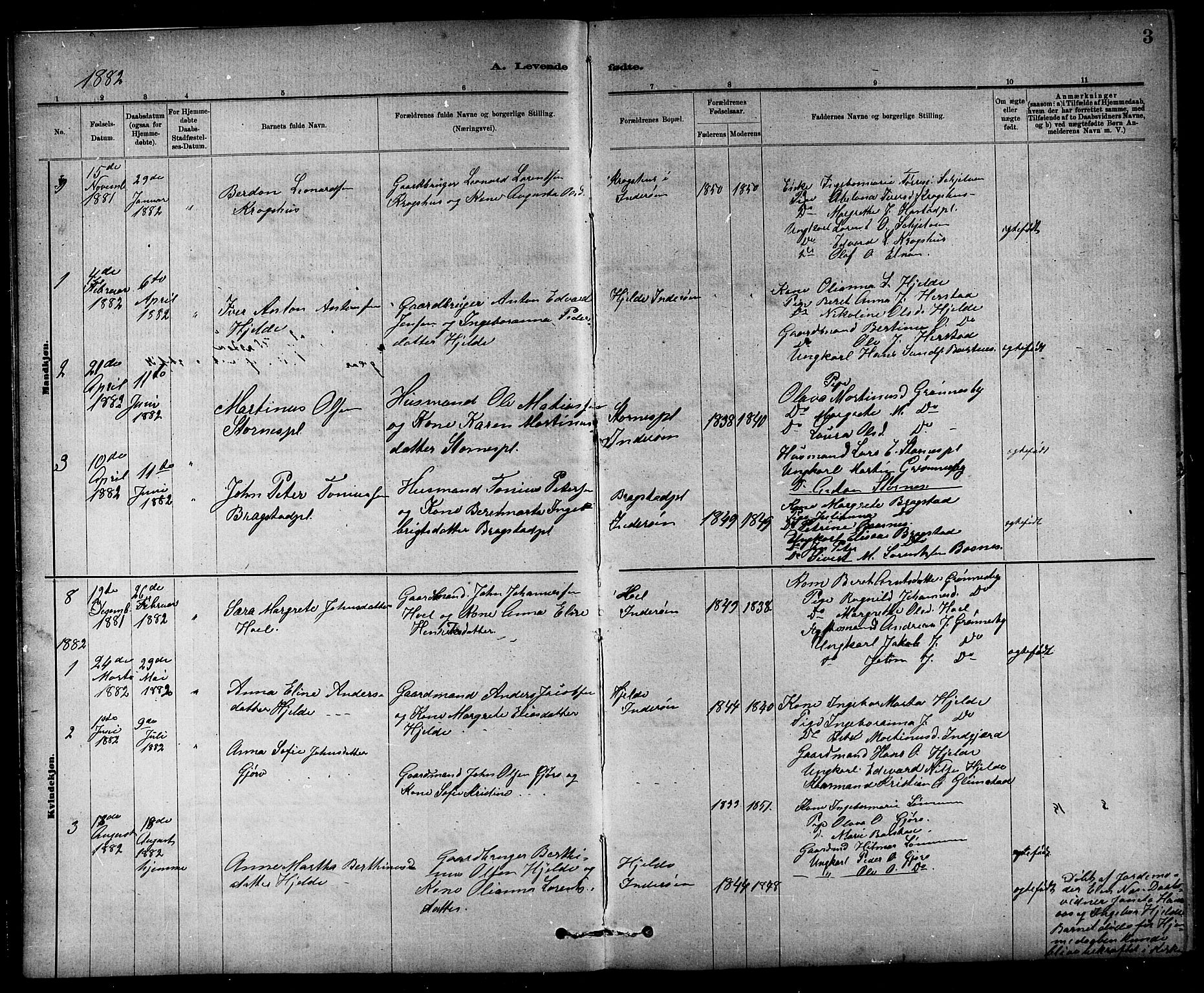 Ministerialprotokoller, klokkerbøker og fødselsregistre - Nord-Trøndelag, SAT/A-1458/732/L0318: Parish register (copy) no. 732C02, 1881-1911, p. 3