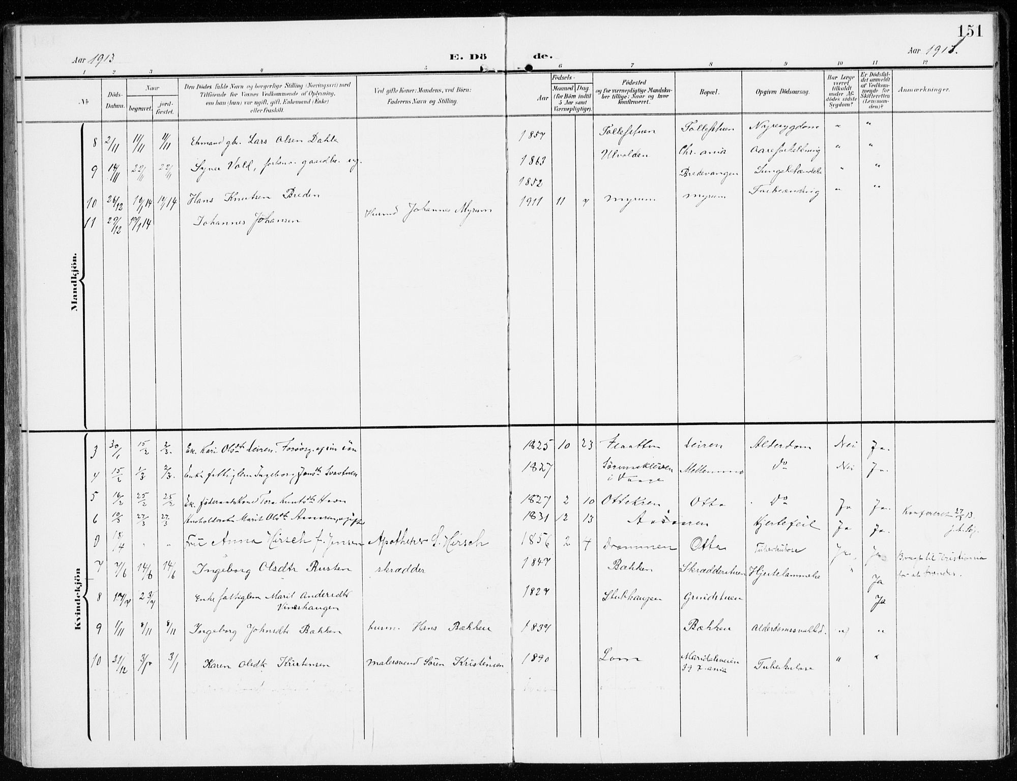 Sel prestekontor, AV/SAH-PREST-074/H/Ha/Haa/L0002: Parish register (official) no. 2, 1905-1919, p. 151