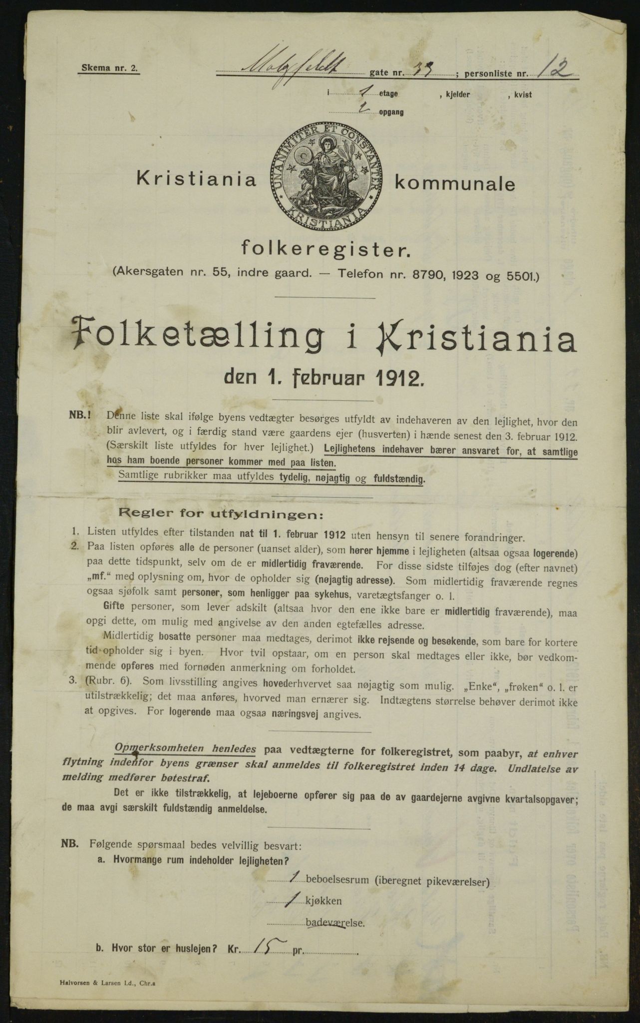 OBA, Municipal Census 1912 for Kristiania, 1912, p. 67126