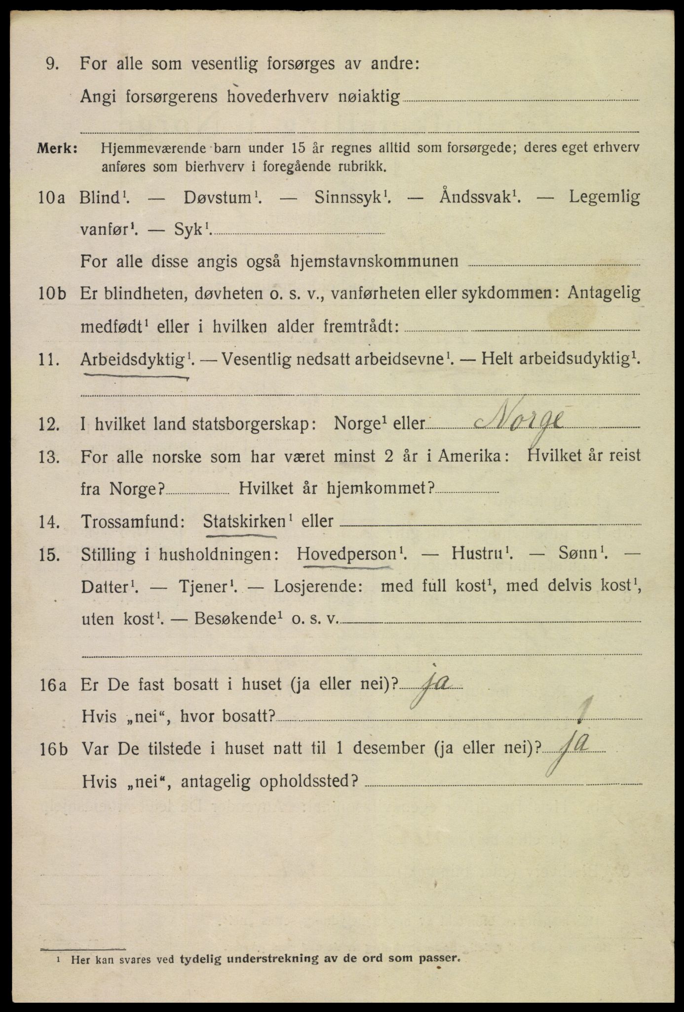 SAK, 1920 census for Tvedestrand, 1920, p. 2104