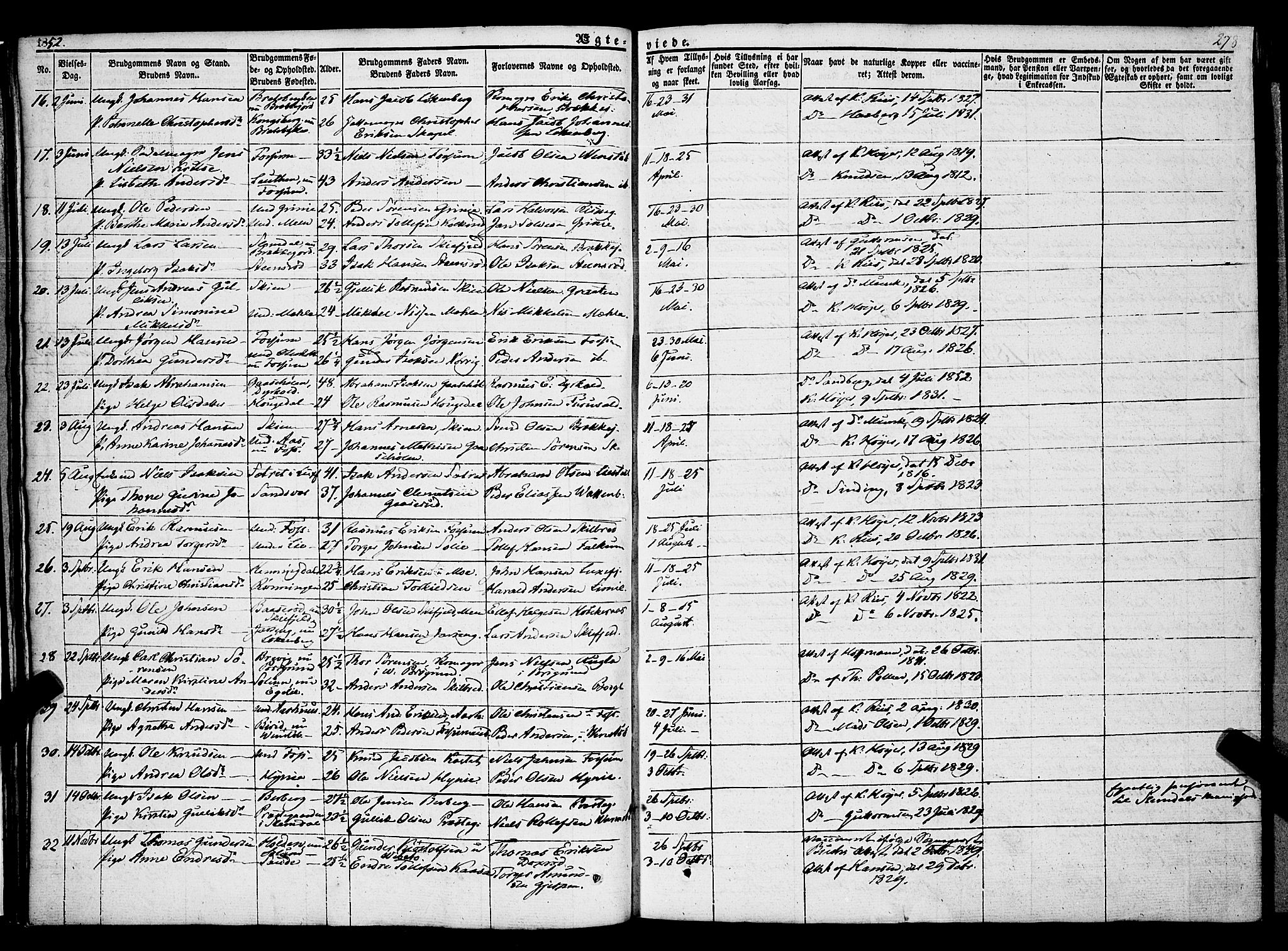 Gjerpen kirkebøker, SAKO/A-265/F/Fa/L0007b: Parish register (official) no. I 7B, 1834-1857, p. 278