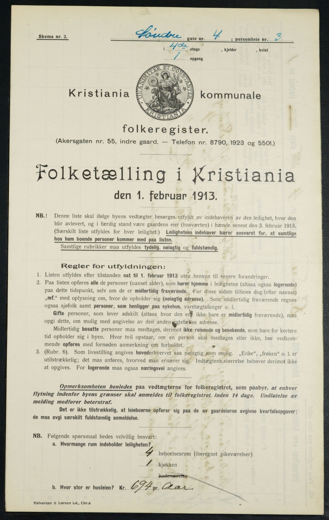 OBA, Municipal Census 1913 for Kristiania, 1913, p. 106392