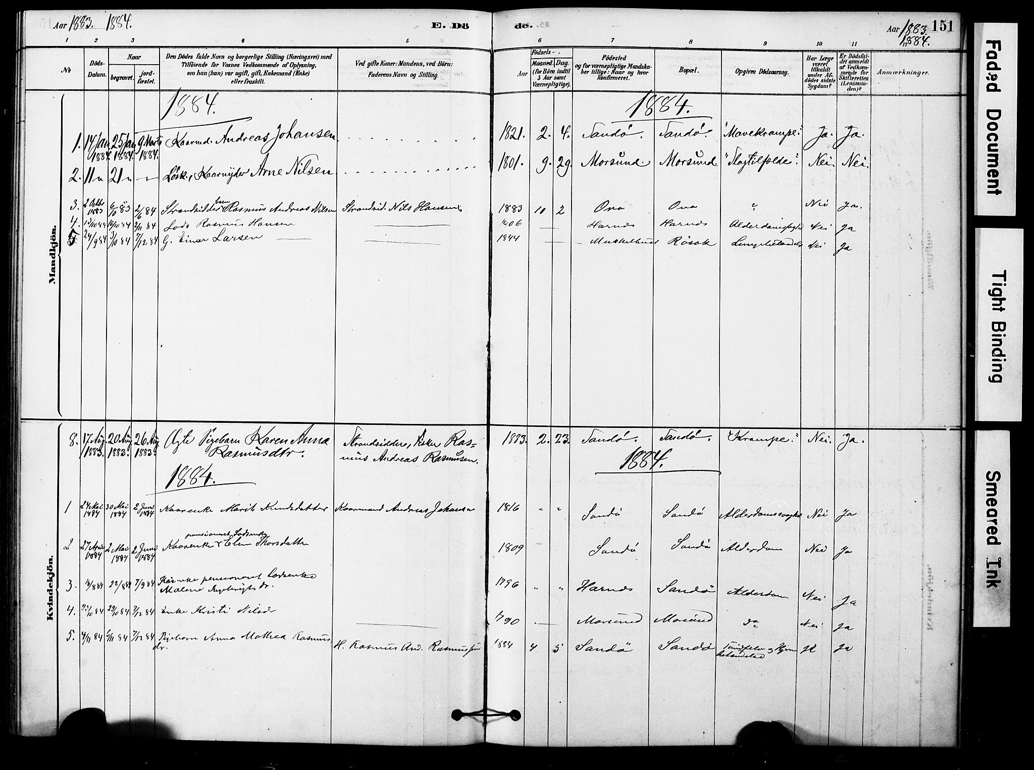 Ministerialprotokoller, klokkerbøker og fødselsregistre - Møre og Romsdal, AV/SAT-A-1454/561/L0729: Parish register (official) no. 561A03, 1878-1900, p. 151